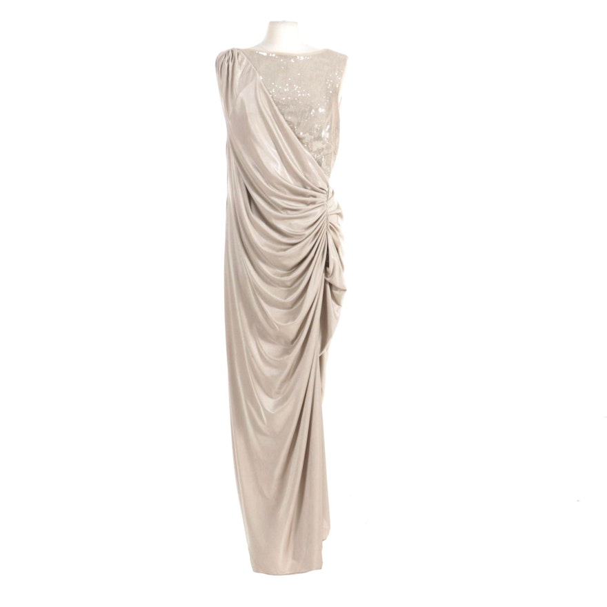 Adrianna Papell Collection Wrap Style Column Gown with Sequin Accent