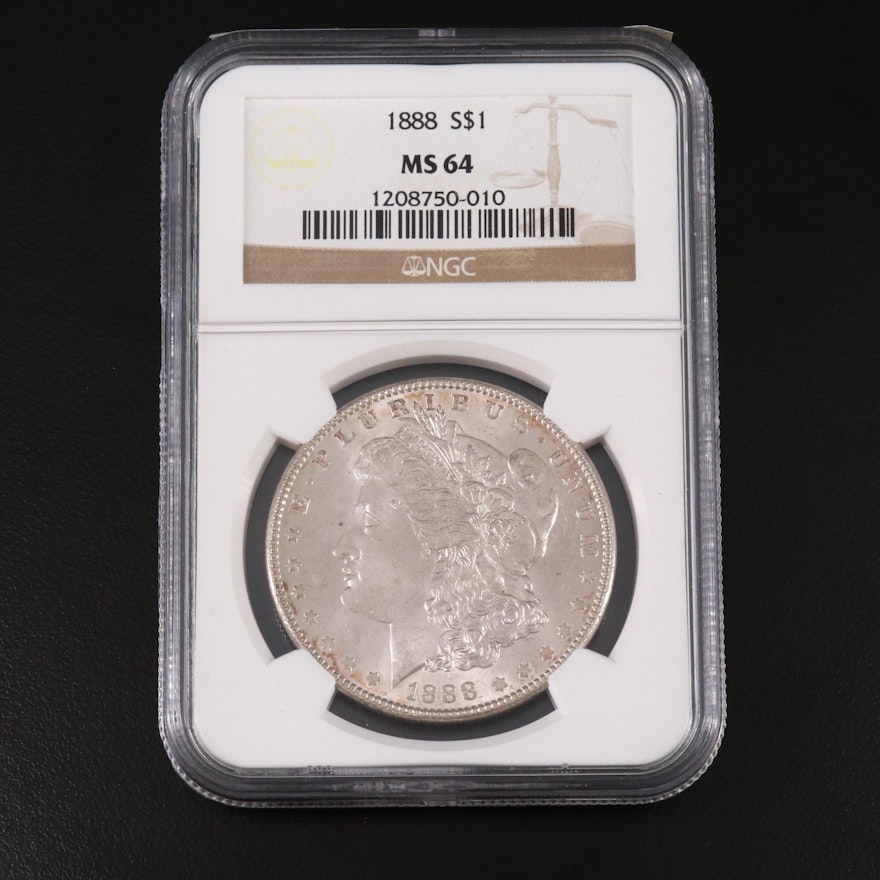 NGC Graded MS64 1888 Morgan Silver Dollar