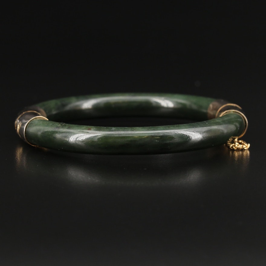 Vintage Hinged Nephrite Bangle