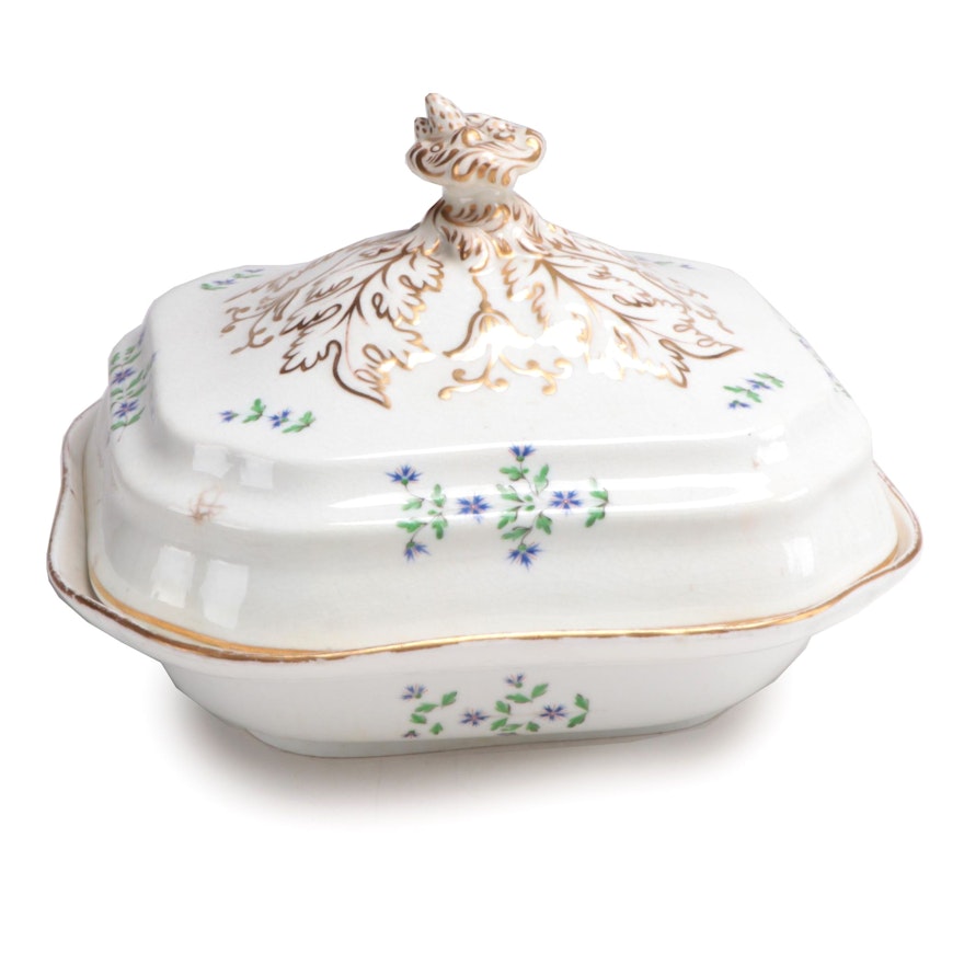 French "Bourbon Sprig" Covered Vegetable Dish, Early 19th Century