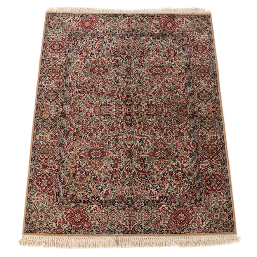 5'7 x 7'9 Machine Made Indian Style Floral Wool Area Rug