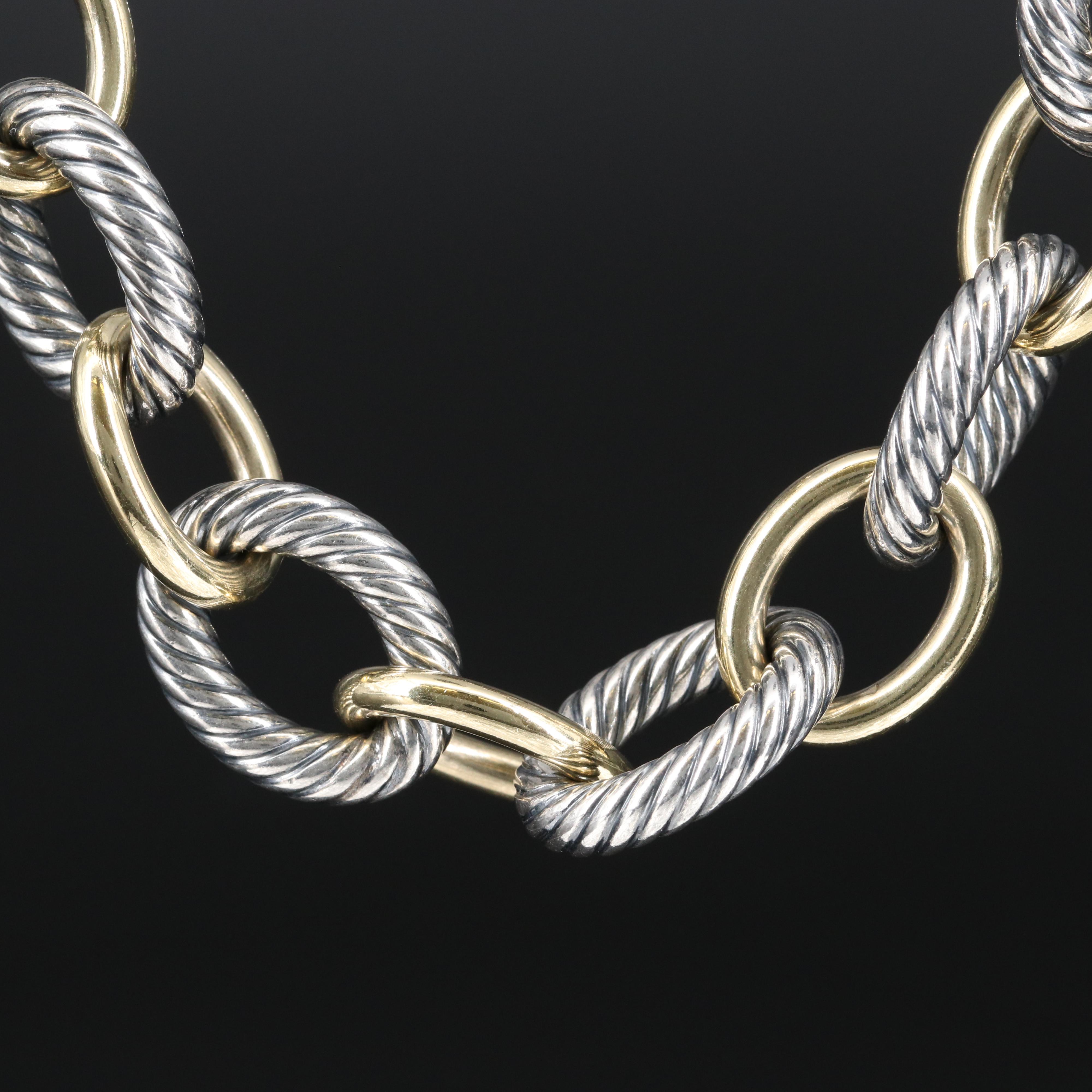 David Yurman Sterling Necklace with 18K Accents and Box