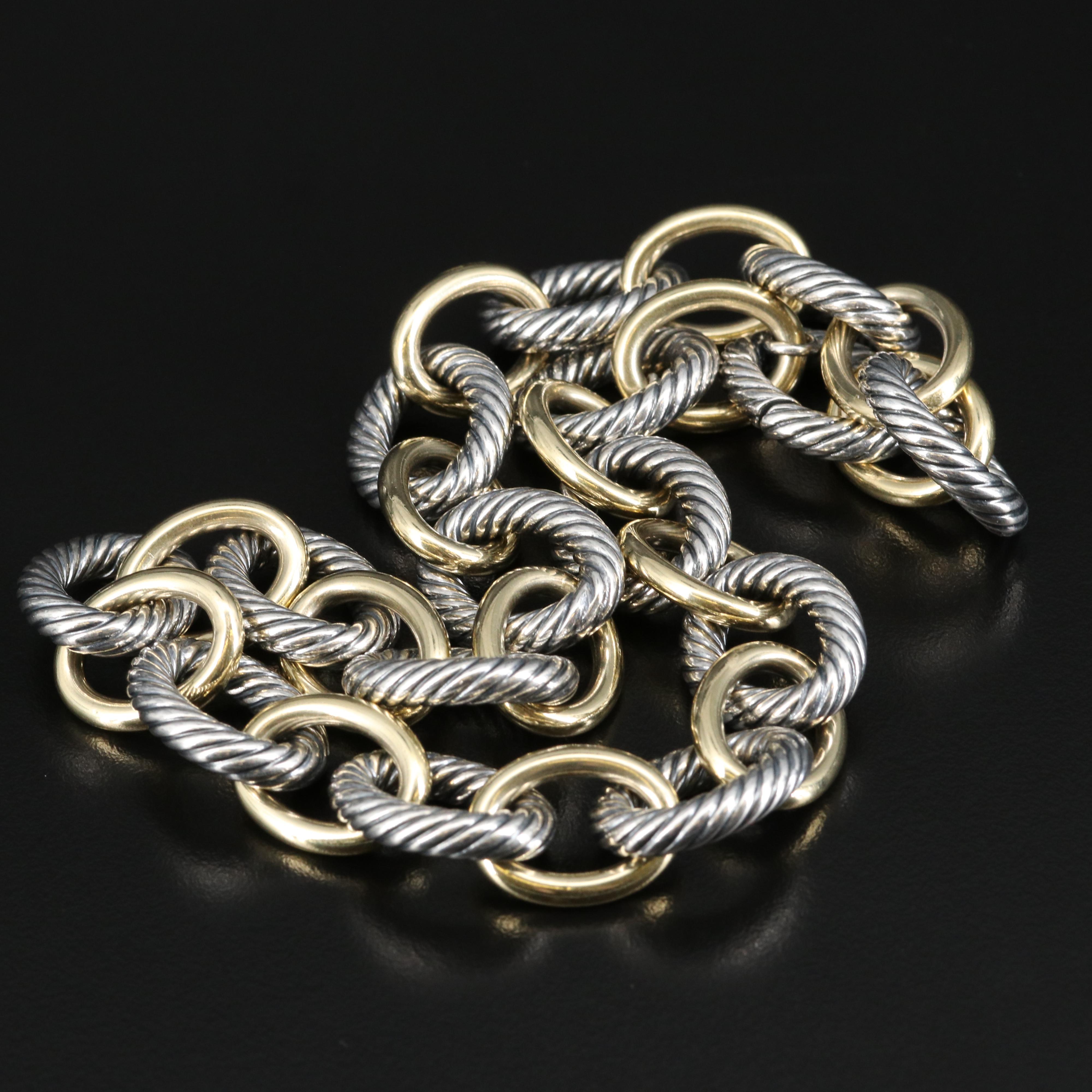 David Yurman Sterling Necklace with 18K Accents and Box