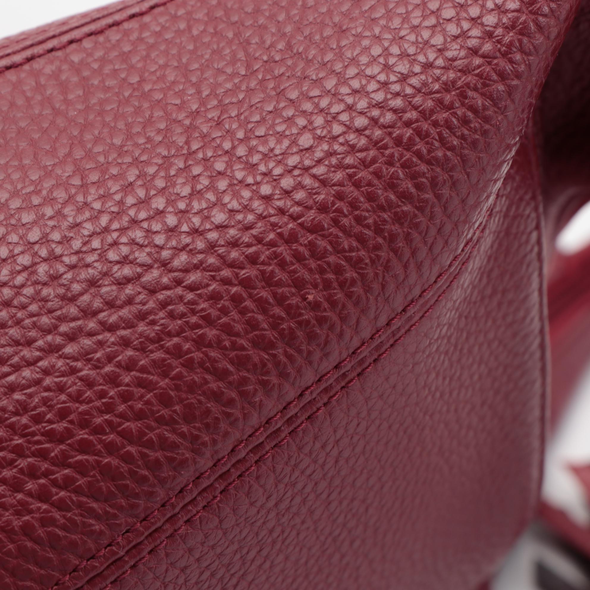 Brighton Barbados Ziptop Hobo Bag in Red Grained Leather with Braided Handle