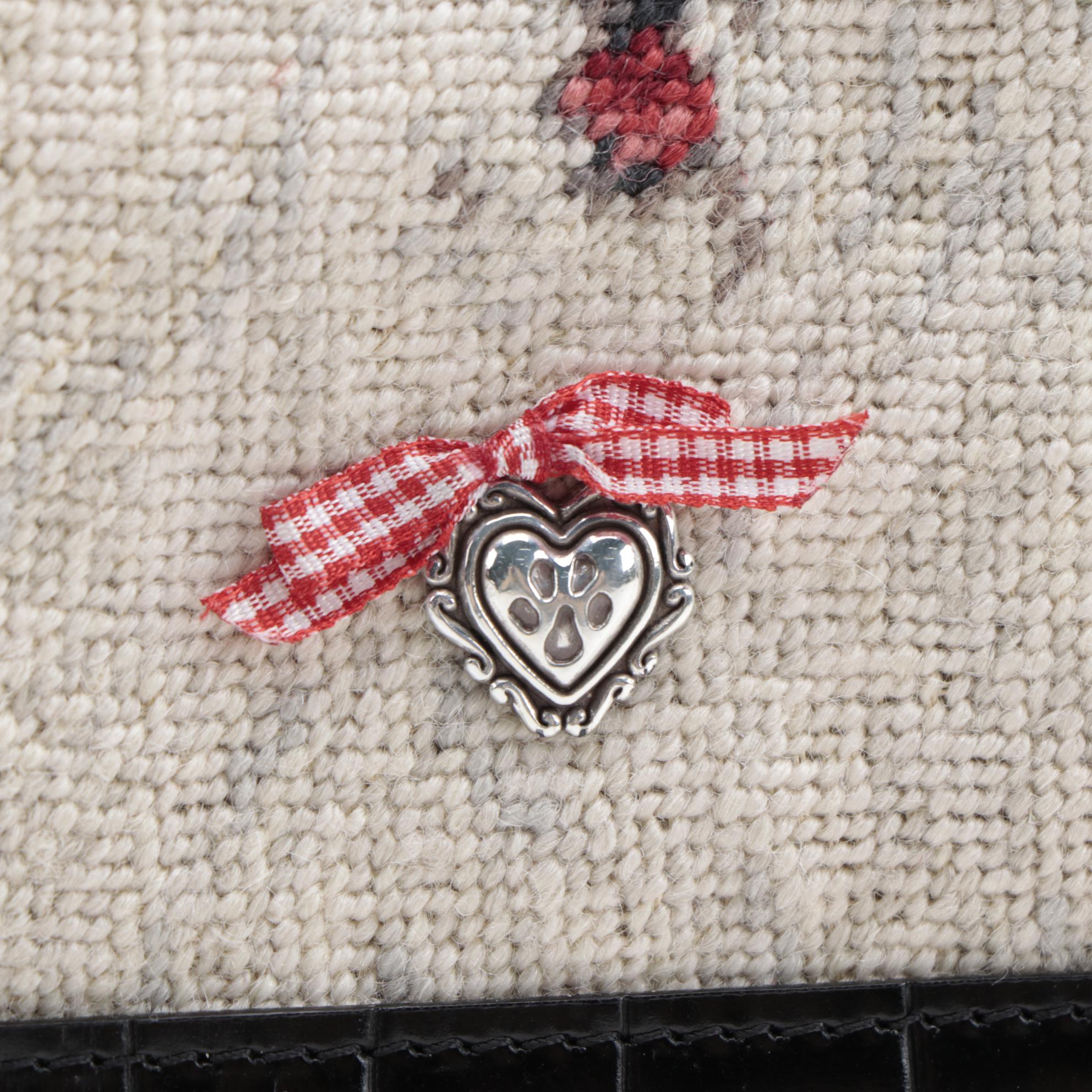 Brighton "Doggy Diva" Needlepoint and Croc-Embossed Leather Shoulder Bag