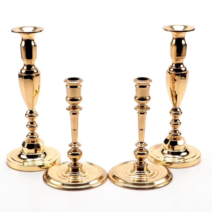 Baldwin "American Independence" and  Colonial Style Brass Candlesticks