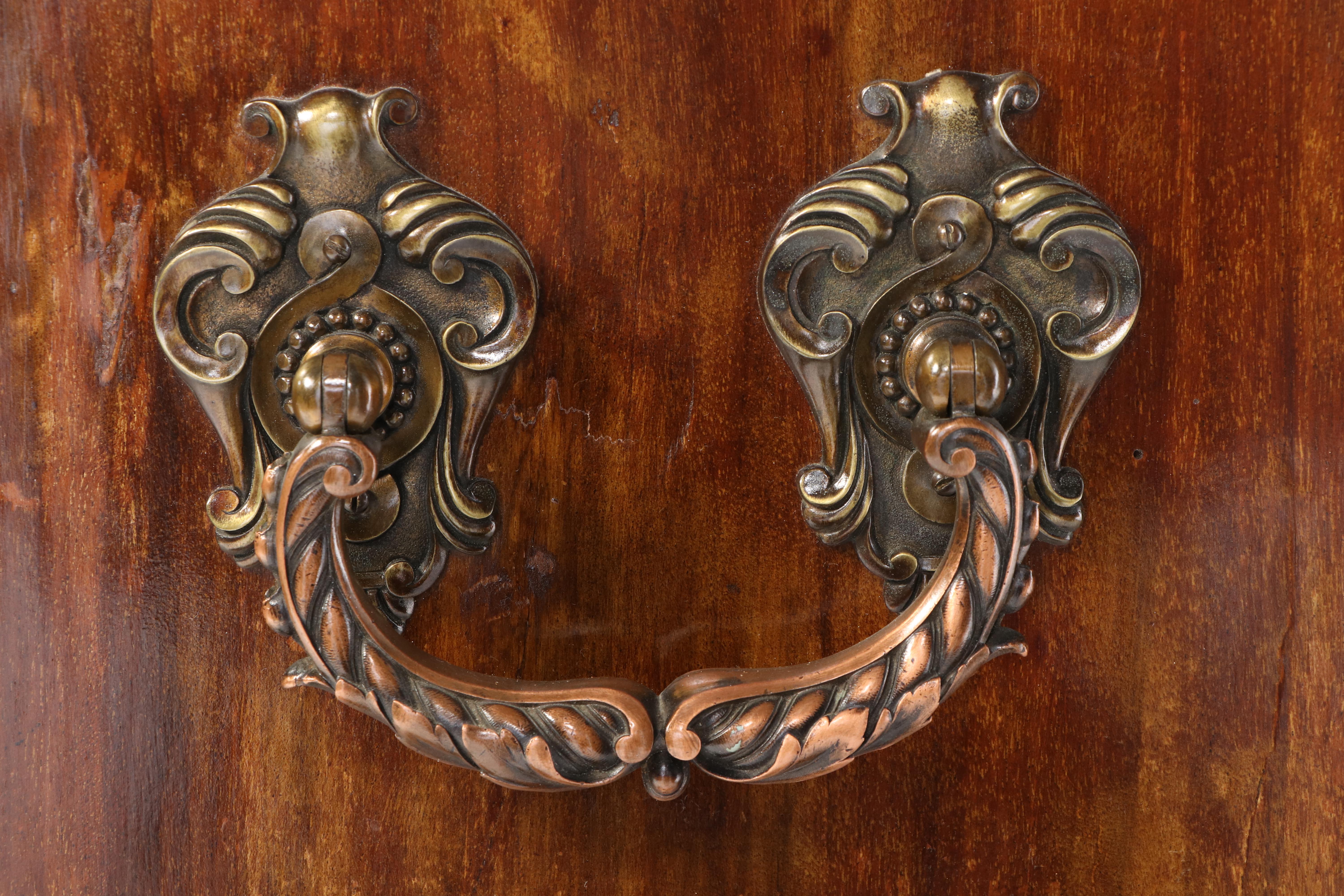 Charles II Walnut, Mulberry, and Marquetry Cabinet on Later Giltwood Stand