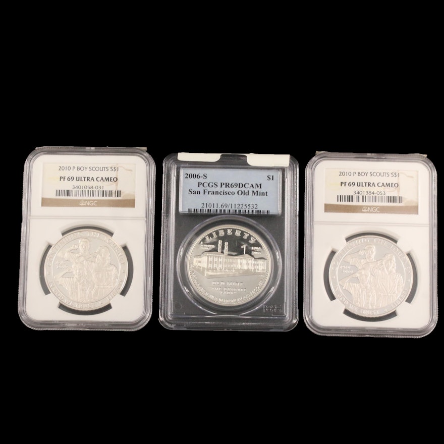NGC Graded PF69 Ultra Cameo 2010 Boy Scouts Commemorative Silver Dollars