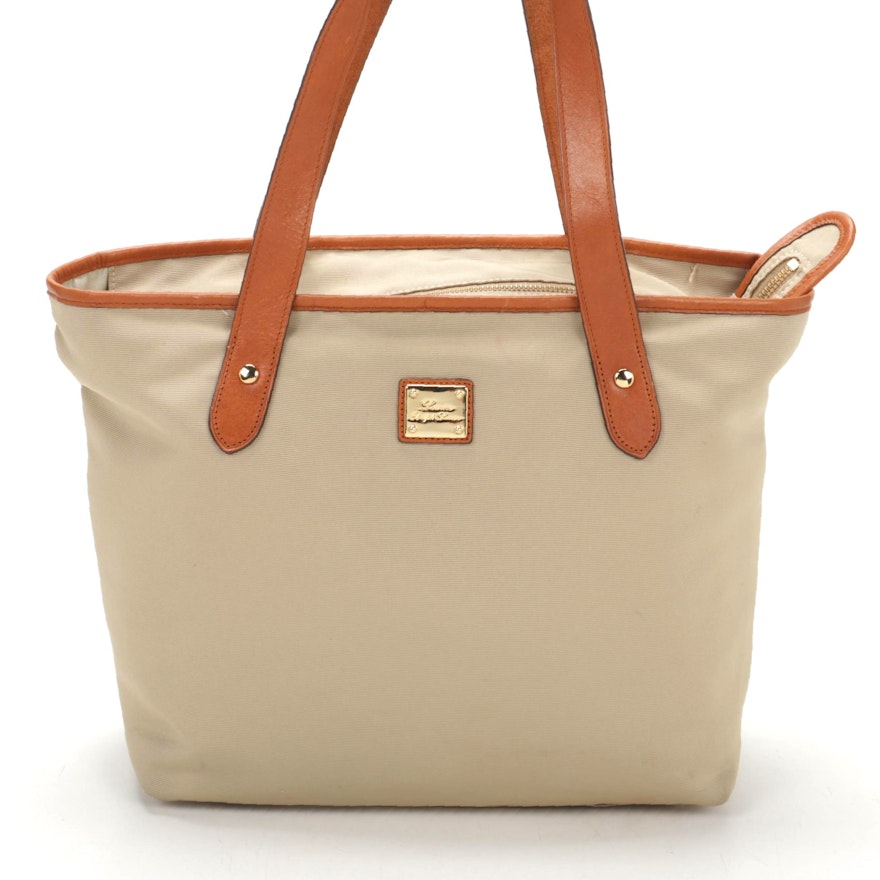 Lauren Ralph Lauren Tote in Khaki Nylon with Leather Trim