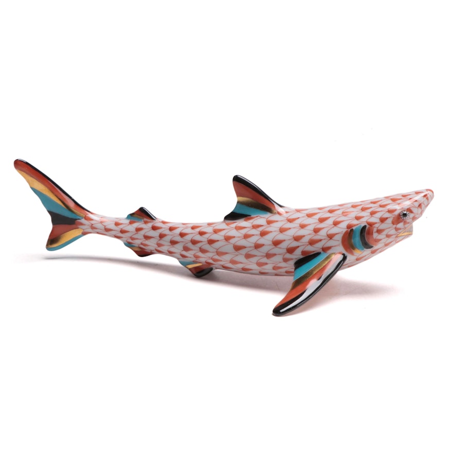 Herend Rust Fishnet "Shark" Porcelain Figurine