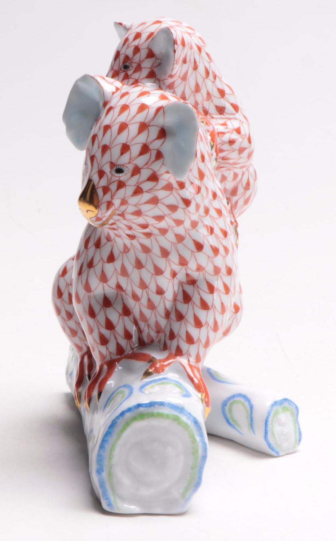 Herend Rust Fishnet "Pair of Koalas" Porcelain Figurine