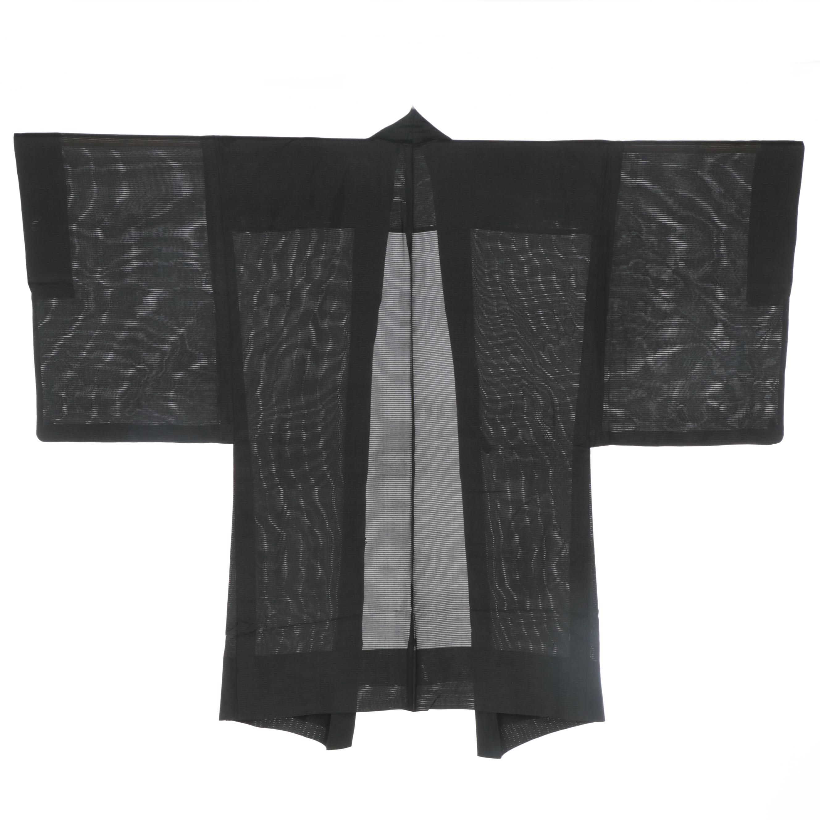 Men's Black Ro Woven Natsu Haori with Himo