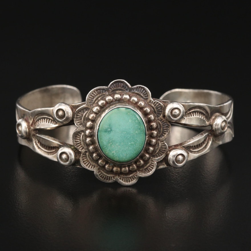 Western Style Sterling Silver Turquoise Cuff