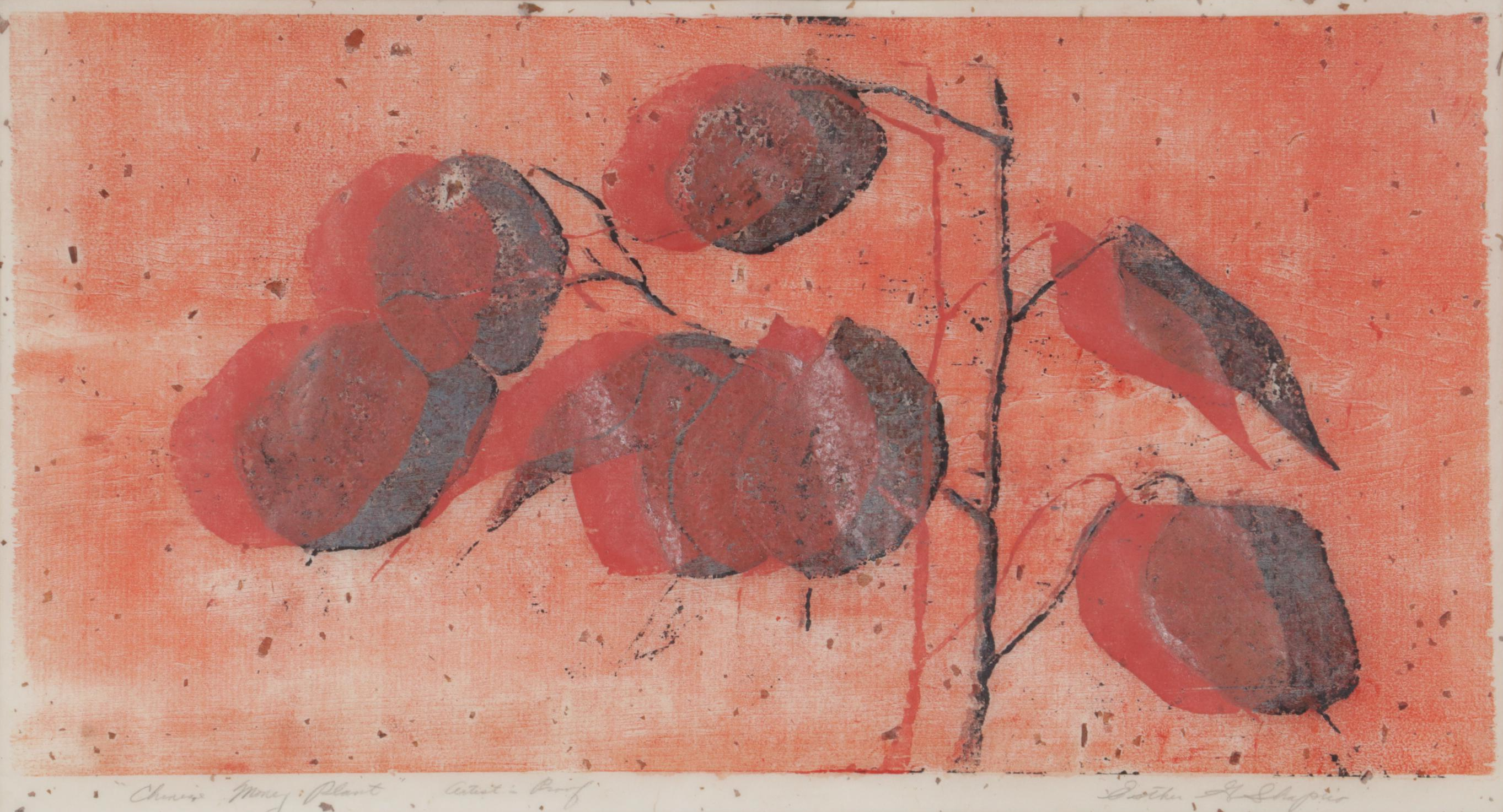 Esther Shapiro Woodblock "Chinese Money Plant," Mid to Late 20th Century