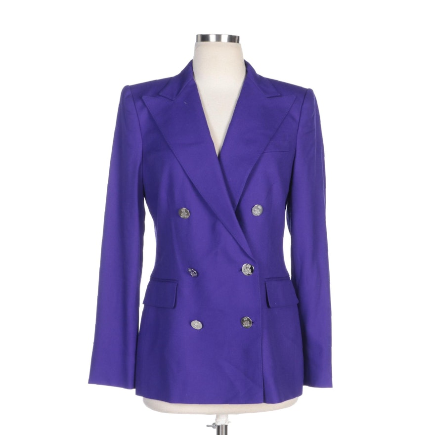 Ralph Lauren Purple Label Double-Breasted Purple Cashmere Jacket