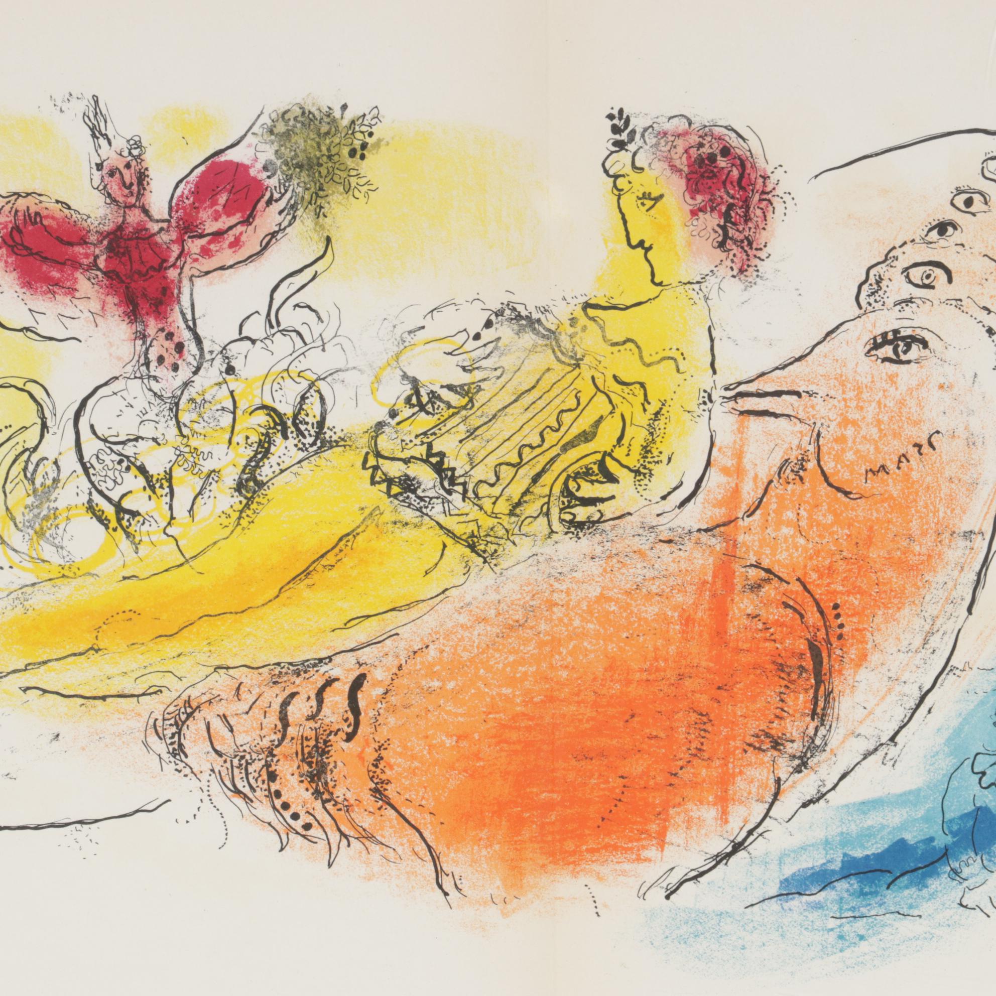 Marc Chagall Color Lithograph "The Accordionist" for "Derrière le Miroir," 1957