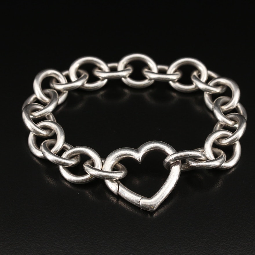 Tiffany & Co. Sterling Silver Open Heart Clasp Bracelet