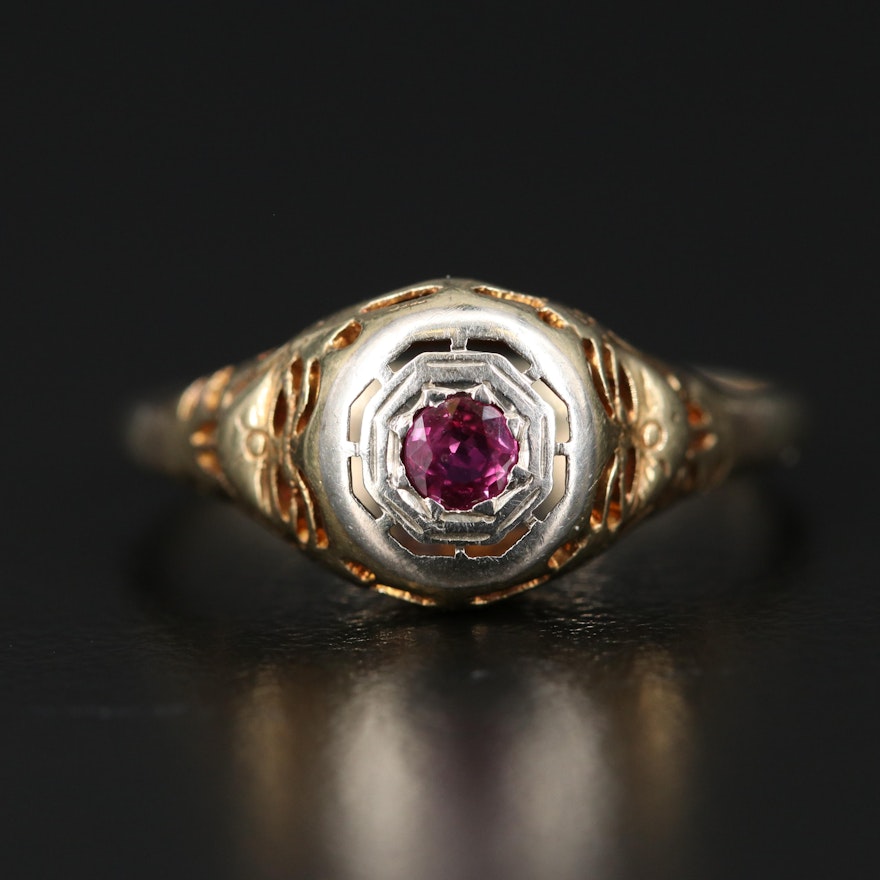 Antique 10K, 14K and 18K Ruby Ring