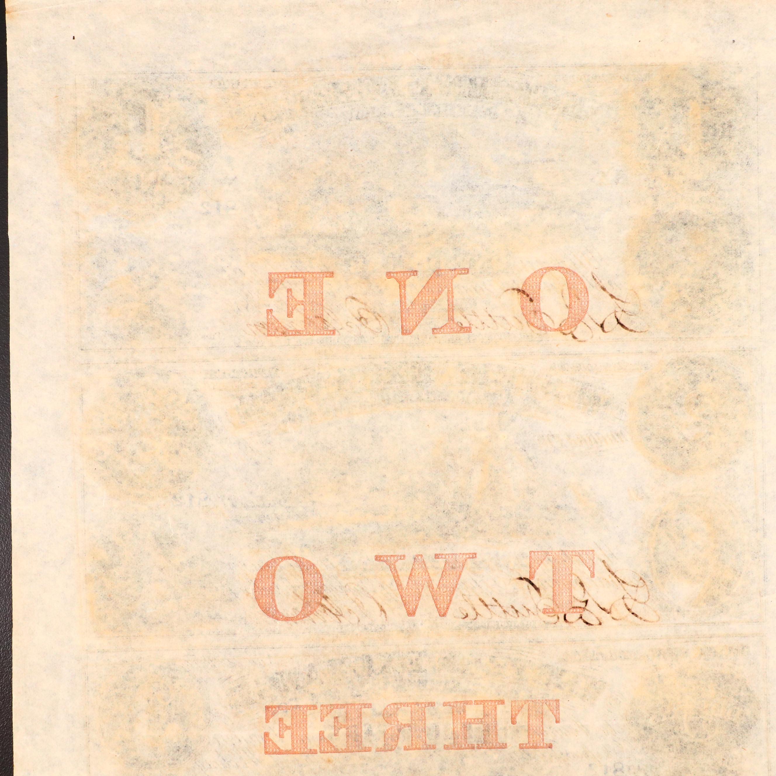 Uncut Obsolete Currency Note Sheets, 1857
