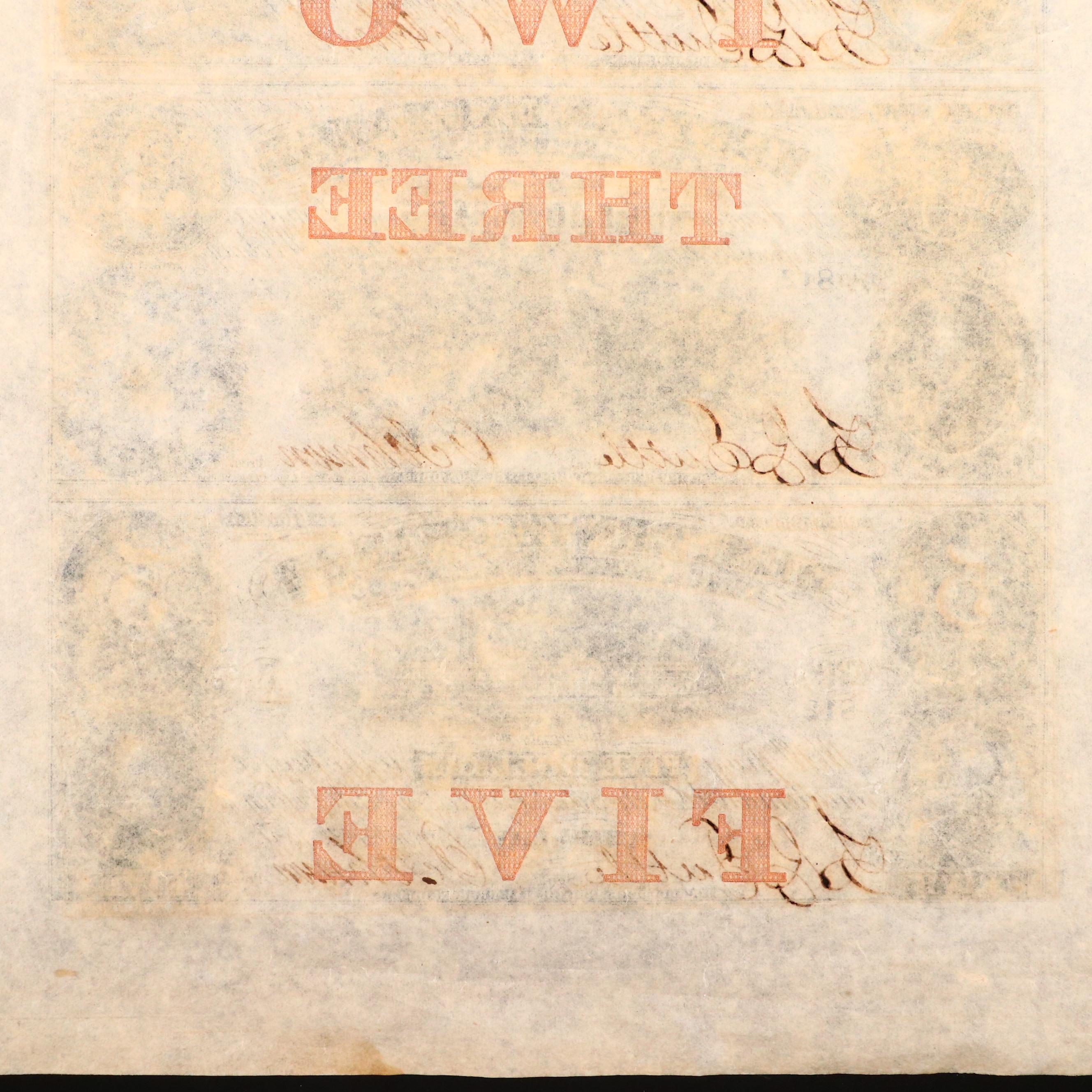 Uncut Obsolete Currency Note Sheets, 1857