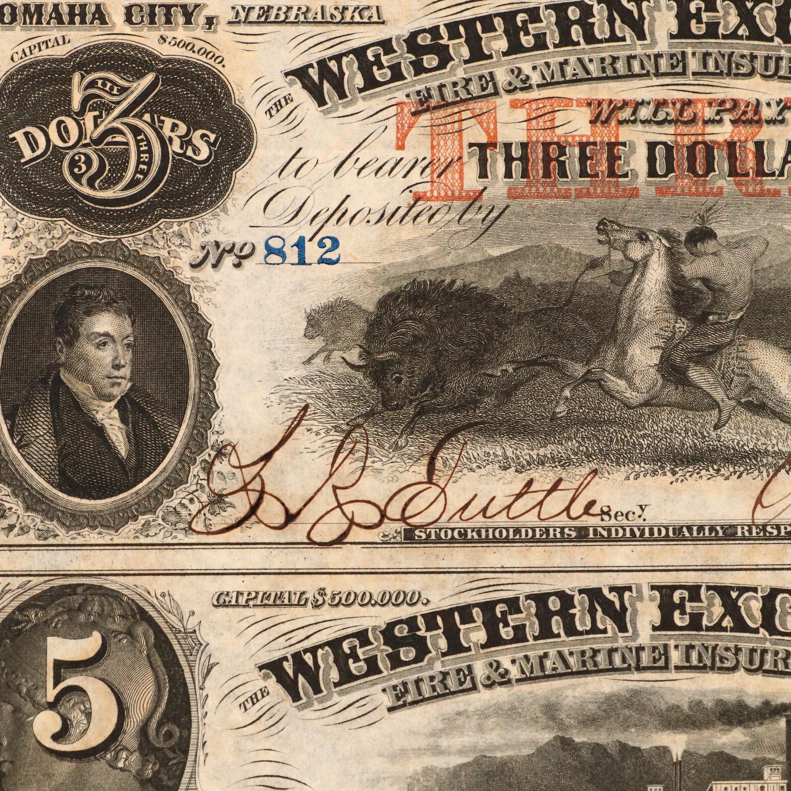 Uncut Obsolete Currency Note Sheets, 1857