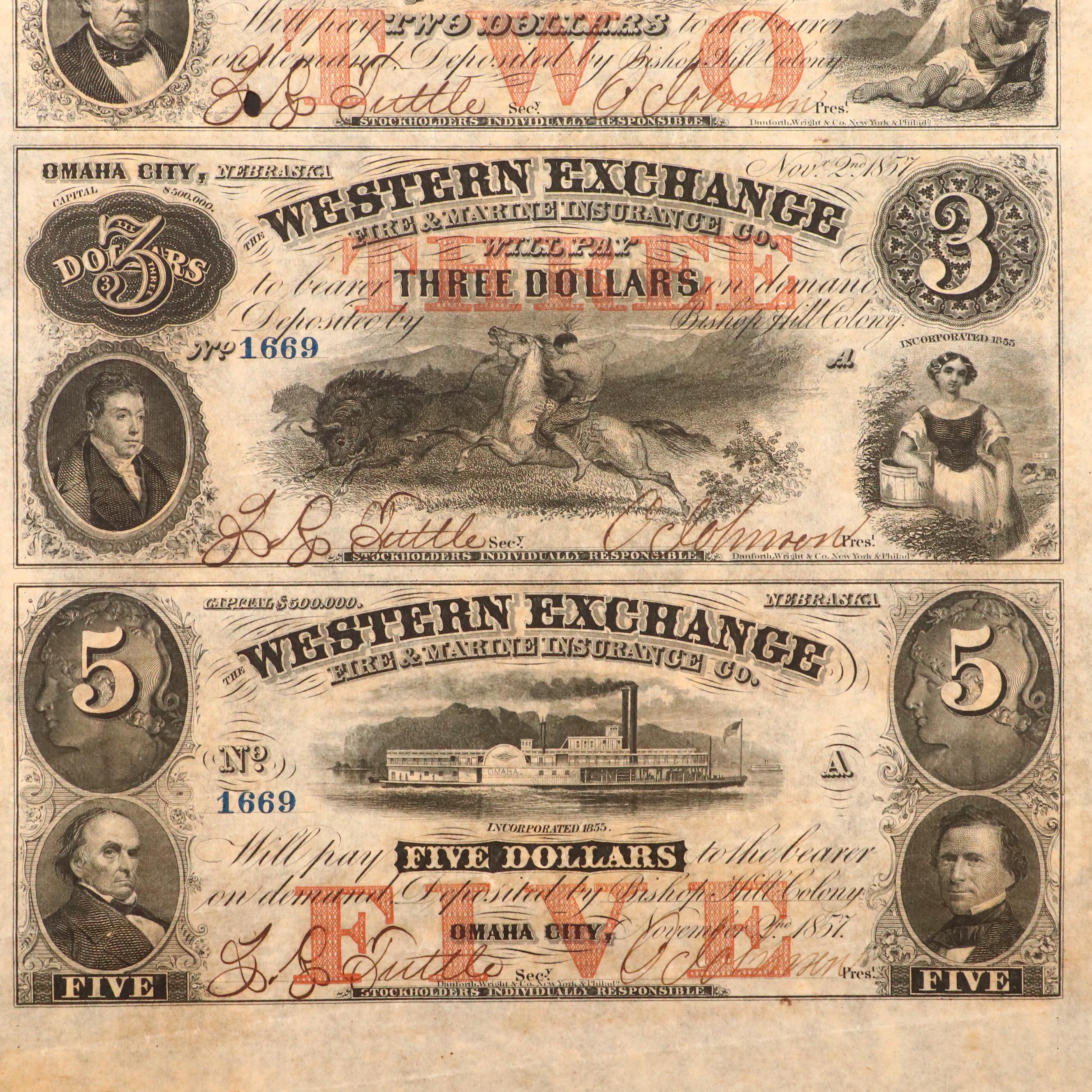 Uncut Obsolete Currency Note Sheets, 1857