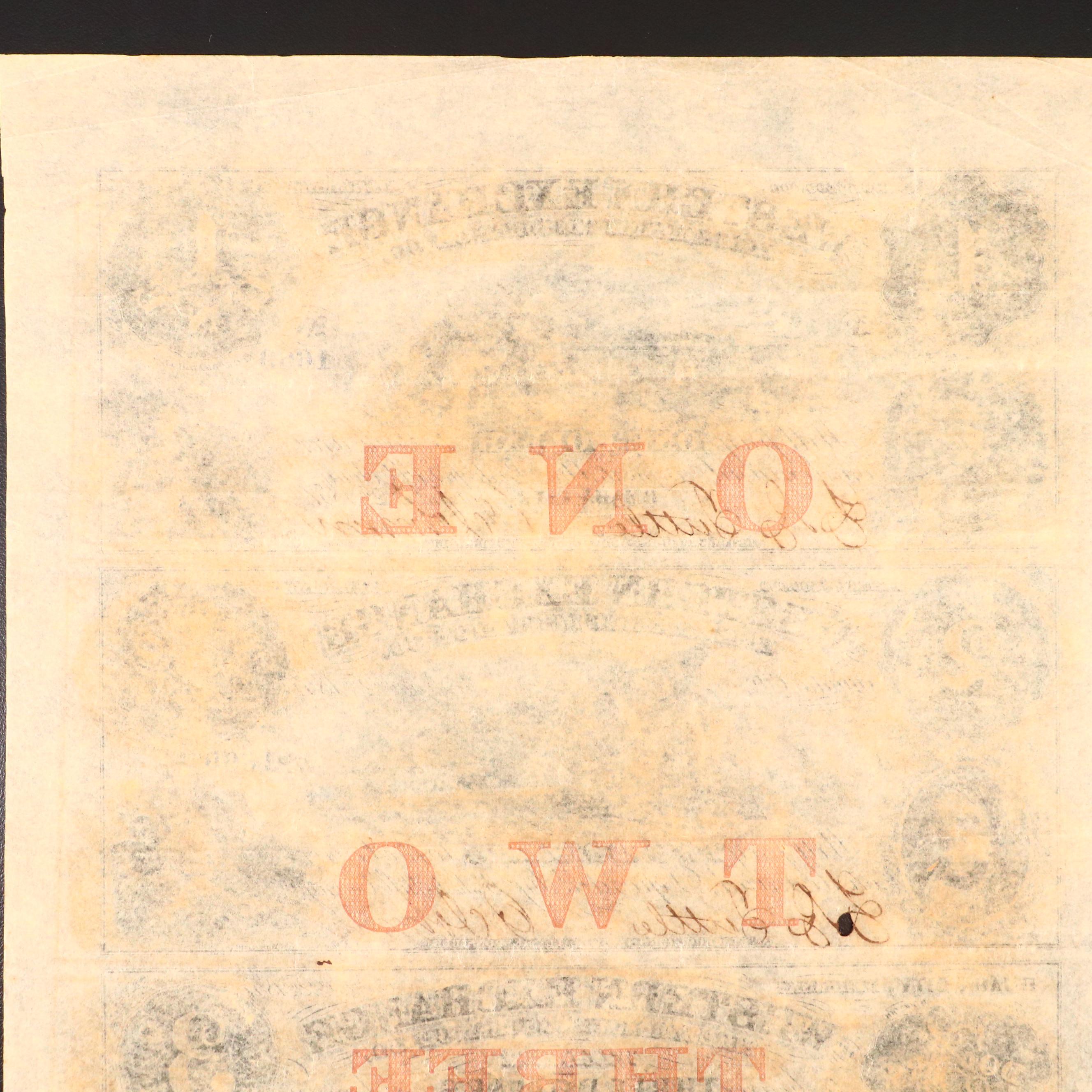 Uncut Obsolete Currency Note Sheets, 1857