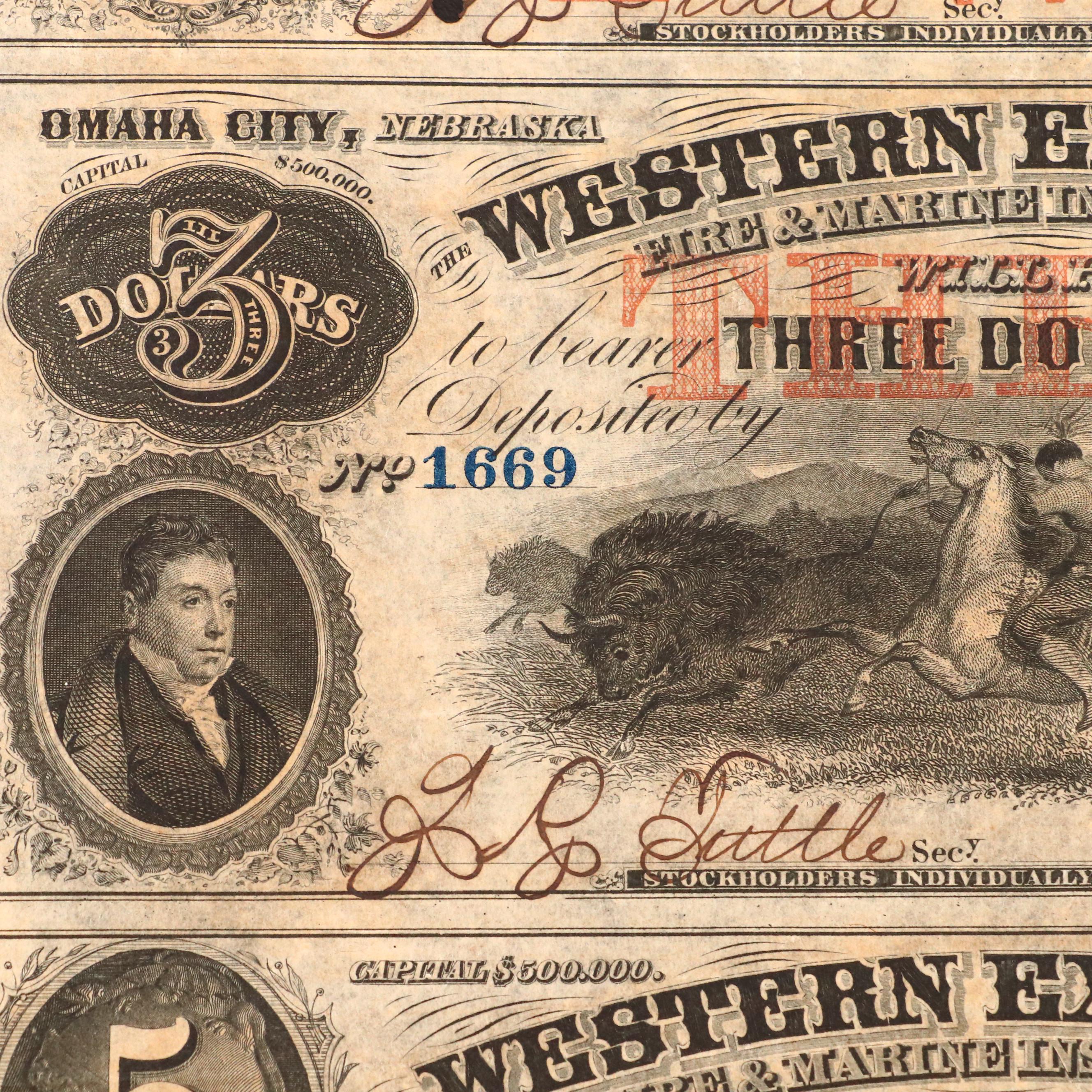 Uncut Obsolete Currency Note Sheets, 1857