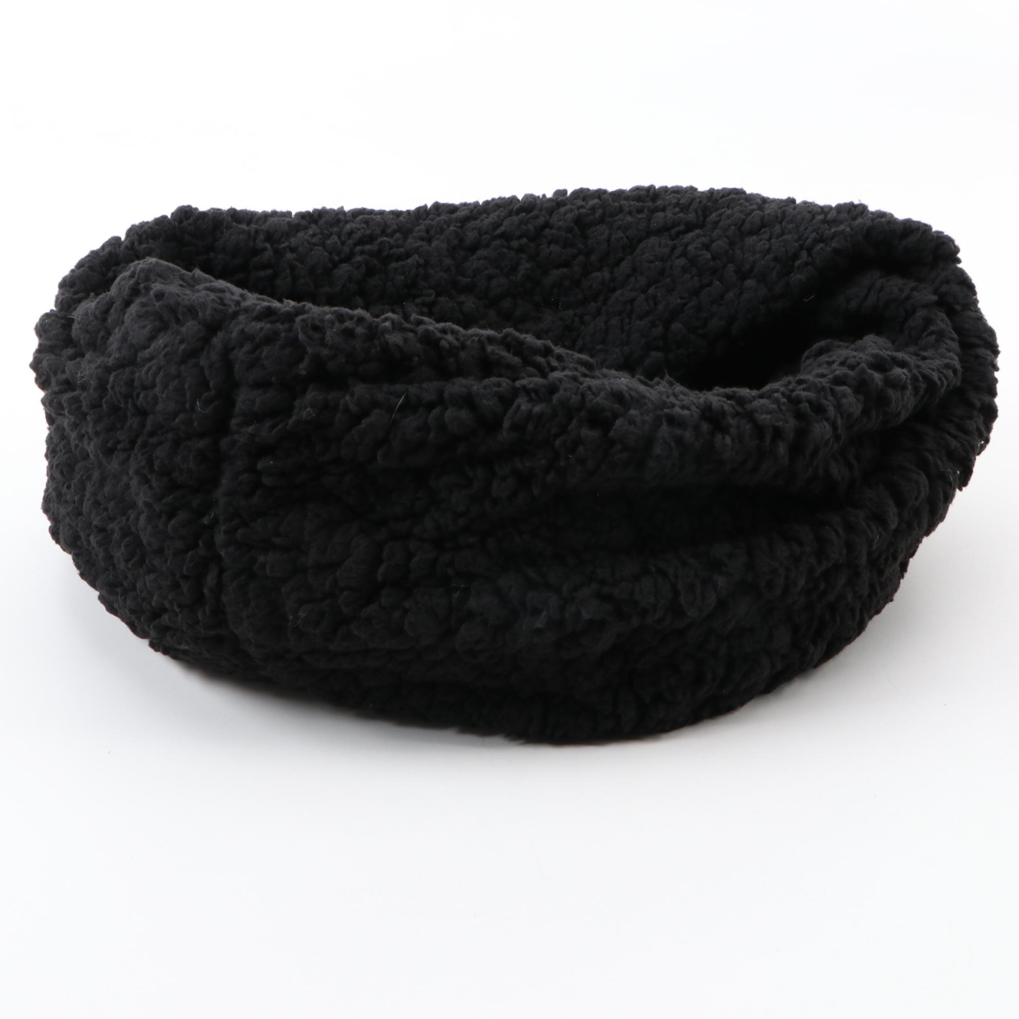 DKNY Black and White Knit Stocking Cap with INC Black Faux Fur Infinity Scarf