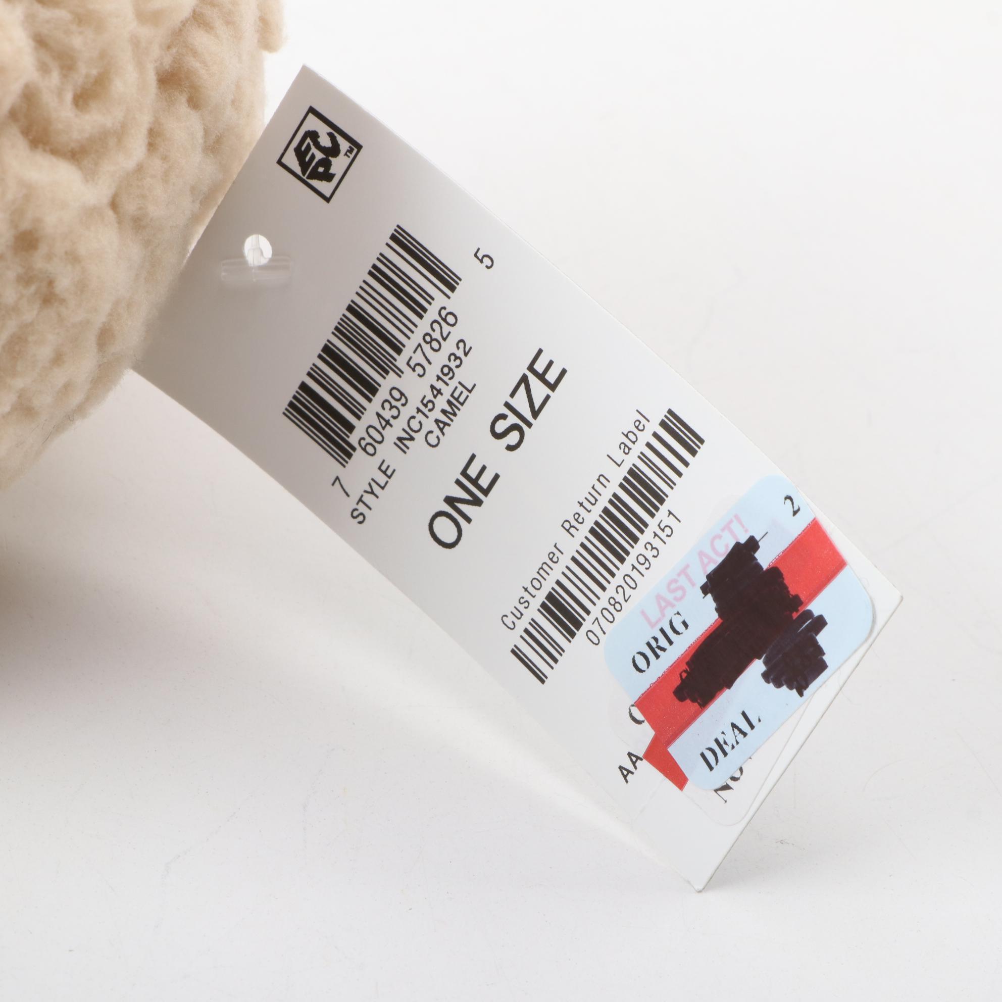 INC  Faux Fur Cap, Infinity Scarf and Earmuffs in Camel