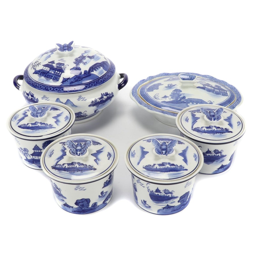 Chinese Canton Style Covered Dishes, Late 20th Century
