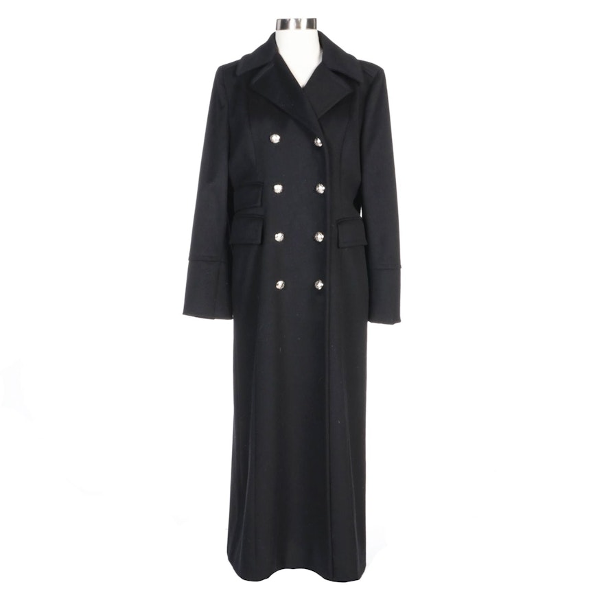 MICHAEL Michael Kors Black Wool Double-Breasted Full-Length Coat