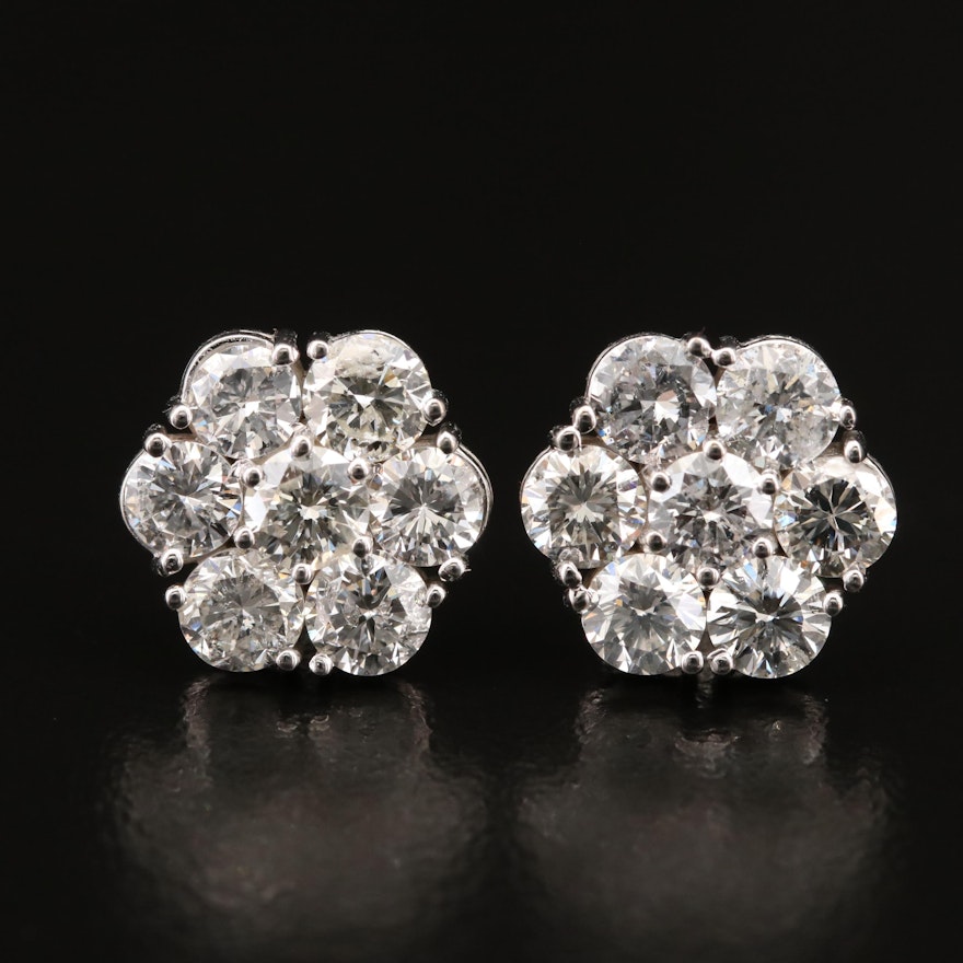 14K 3.64 CTW Diamond Cluster Earrings