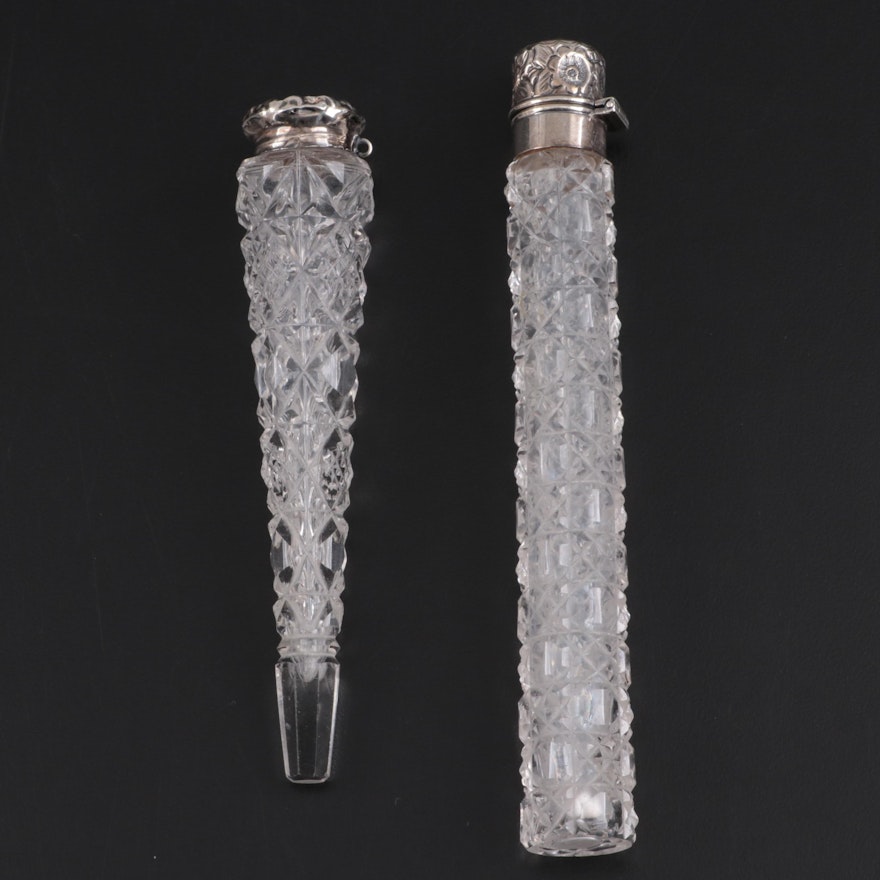 La Pierre Sterling Silver and Cut Glass Perfume Vial and Other Perfume Vile