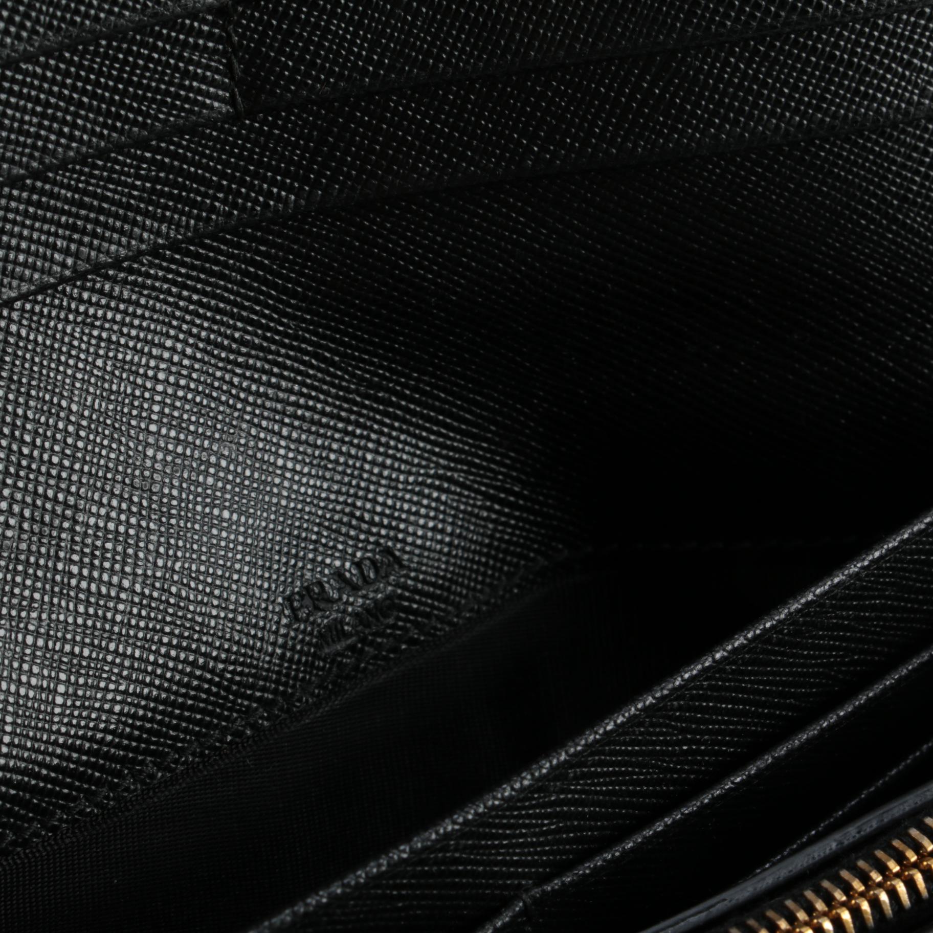 Prada Striped Saffiano Leather Continental Wallet