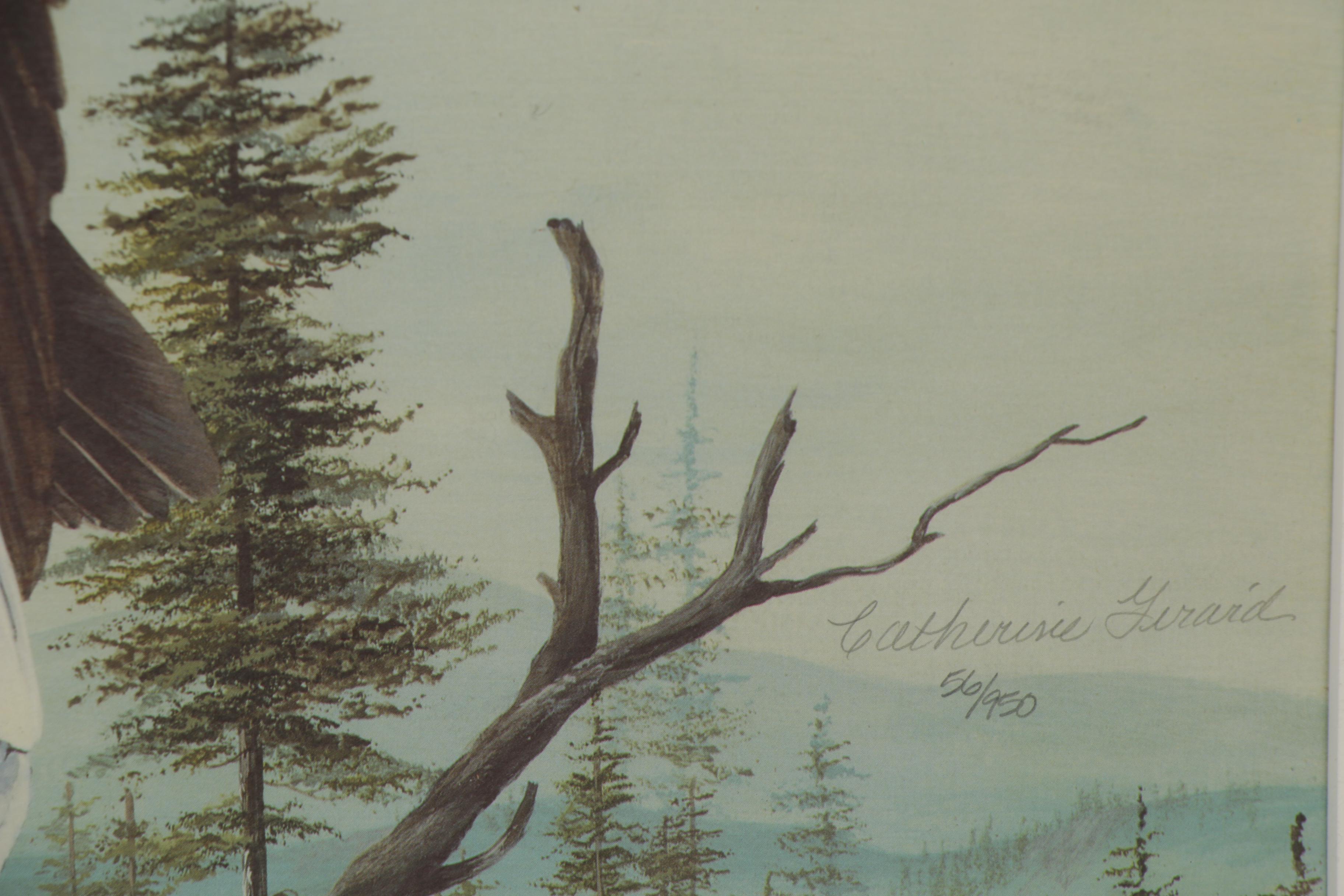 Catherine Girard Offset Lithograph of Bald Eagle, Late 20th Century