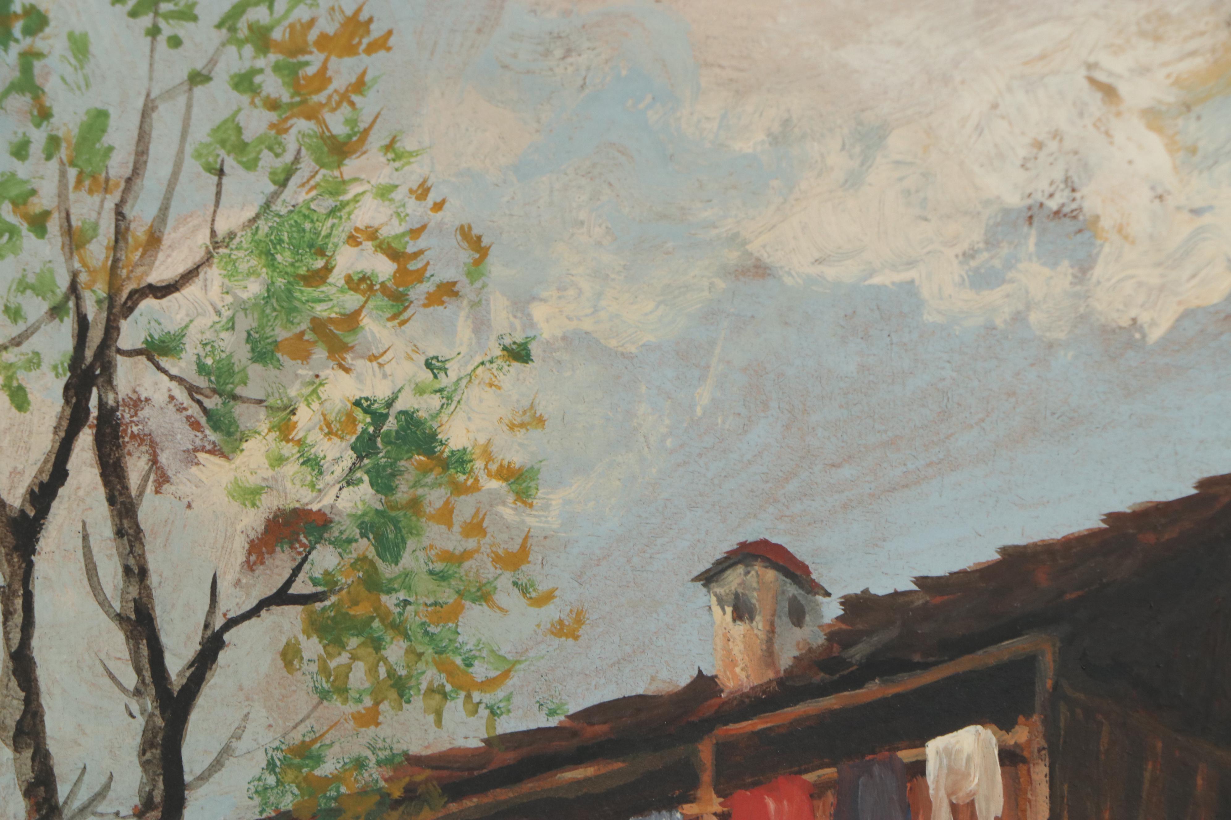 M. Schinzel Oil Painting of Cabin, 1942