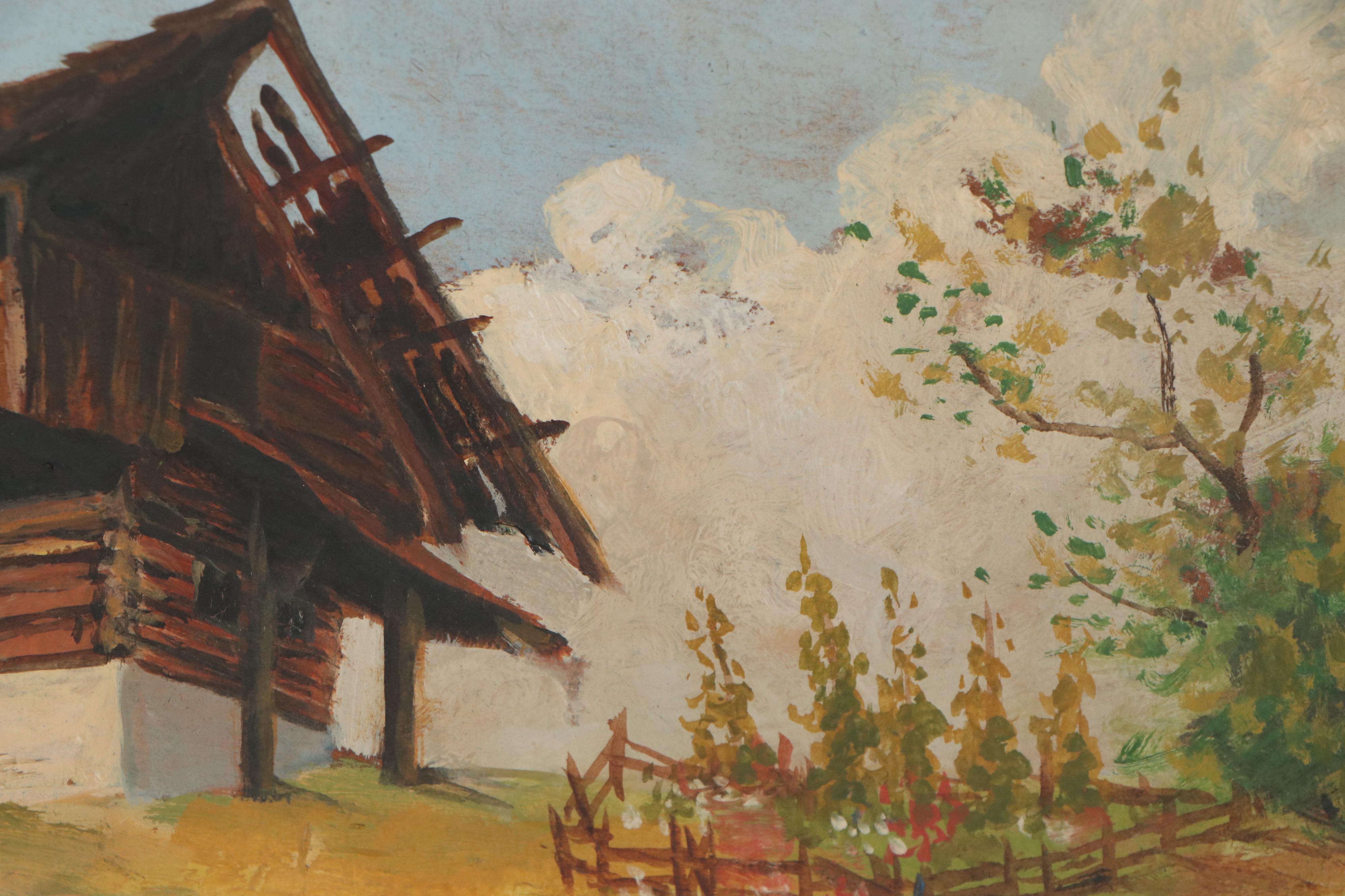 M. Schinzel Oil Painting of Cabin, 1942