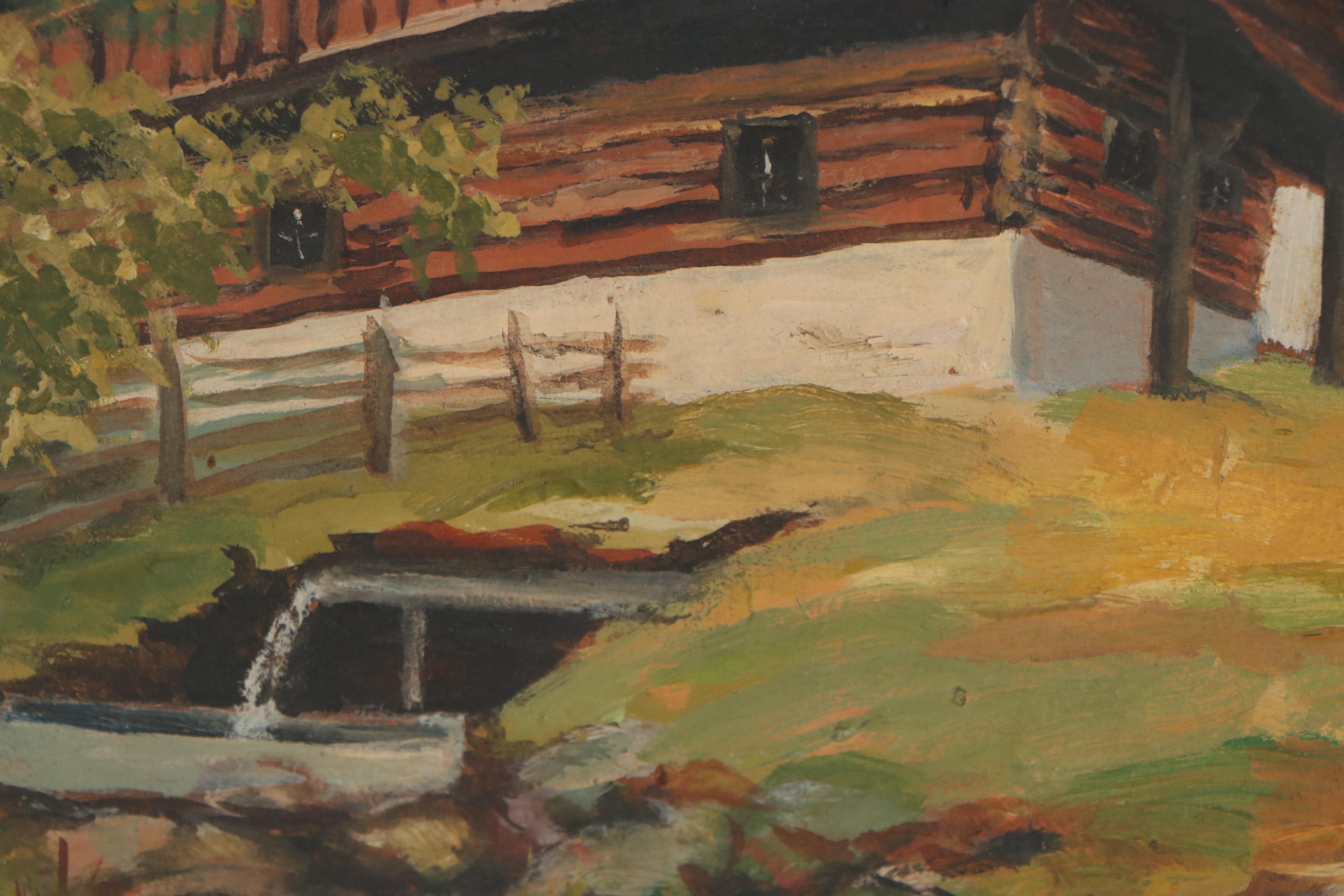 M. Schinzel Oil Painting of Cabin, 1942