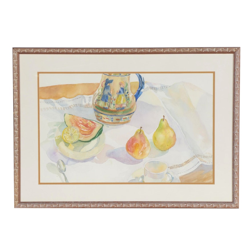 Tablescape Watercolor Painting, Late 20th Century
