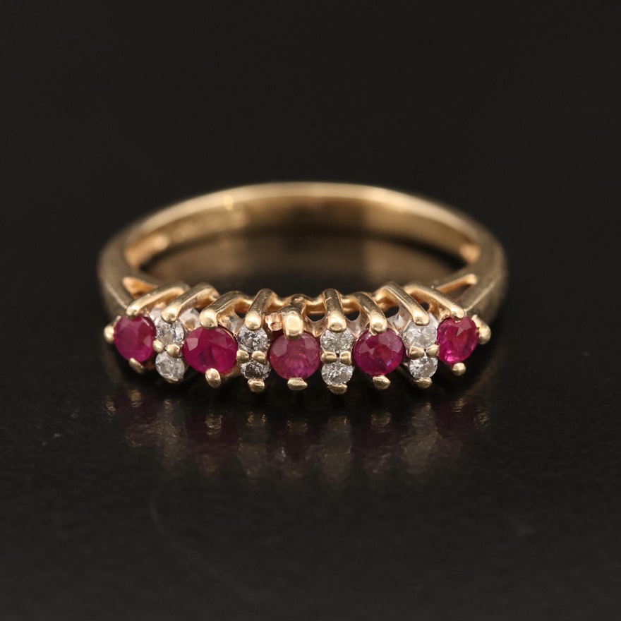 14K Ruby and Diamond Band