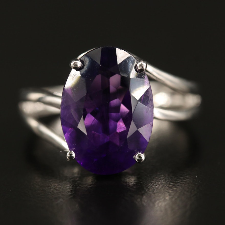 Sterling Amethyst Bypass Ring