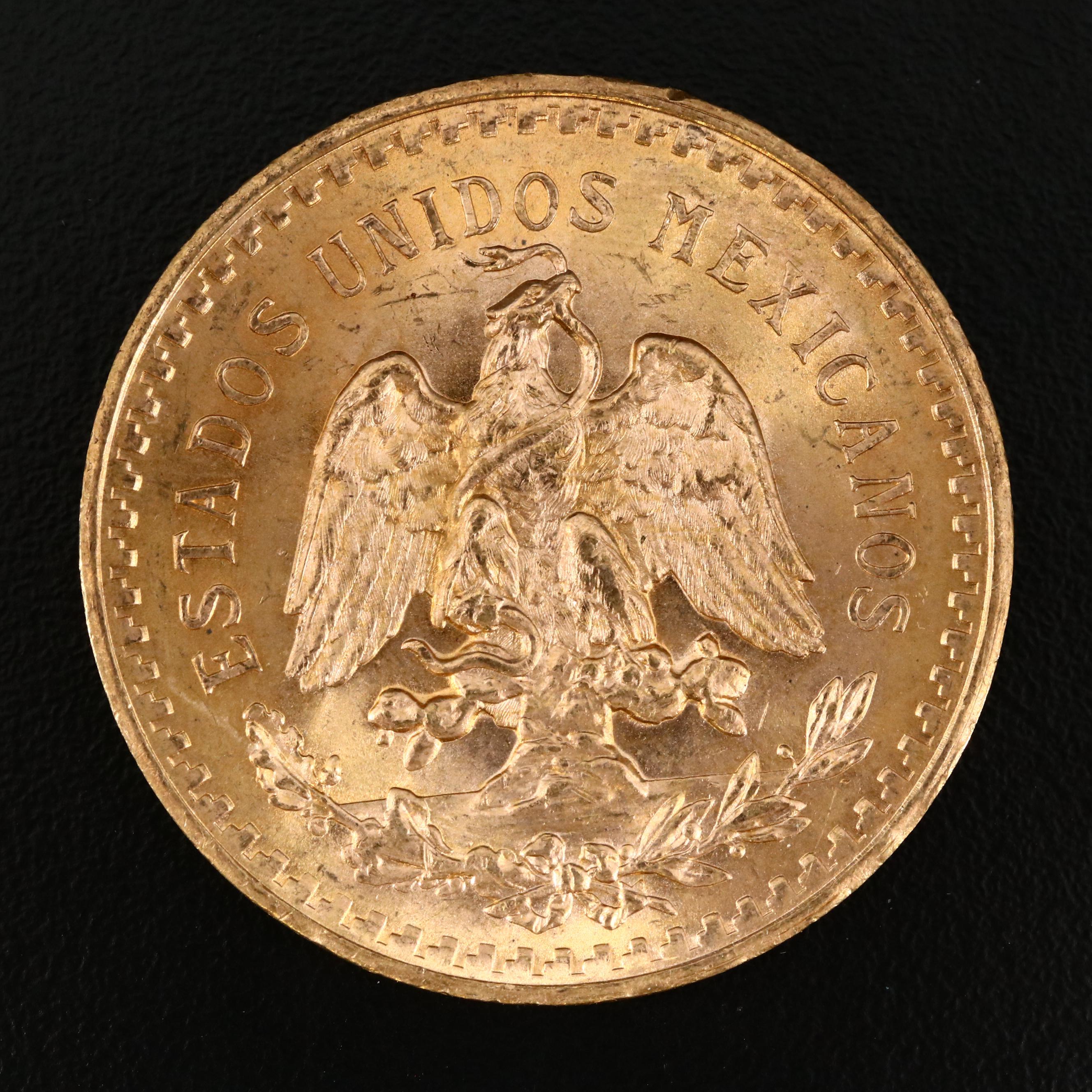 1945 Gold Mexican Centenario 50 Peso Coin