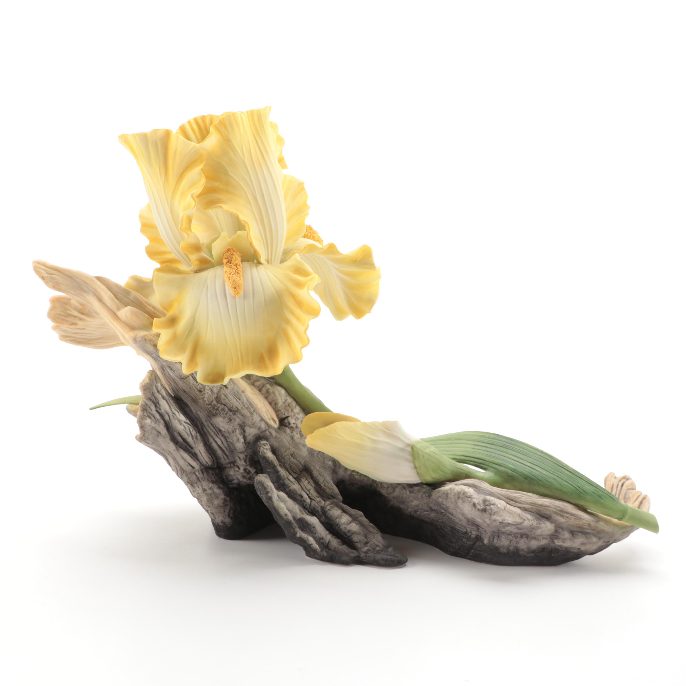 Boehm "Barbara Bush Rose" and "Helen Boehm Yellow Iris" Porcelain Figurines