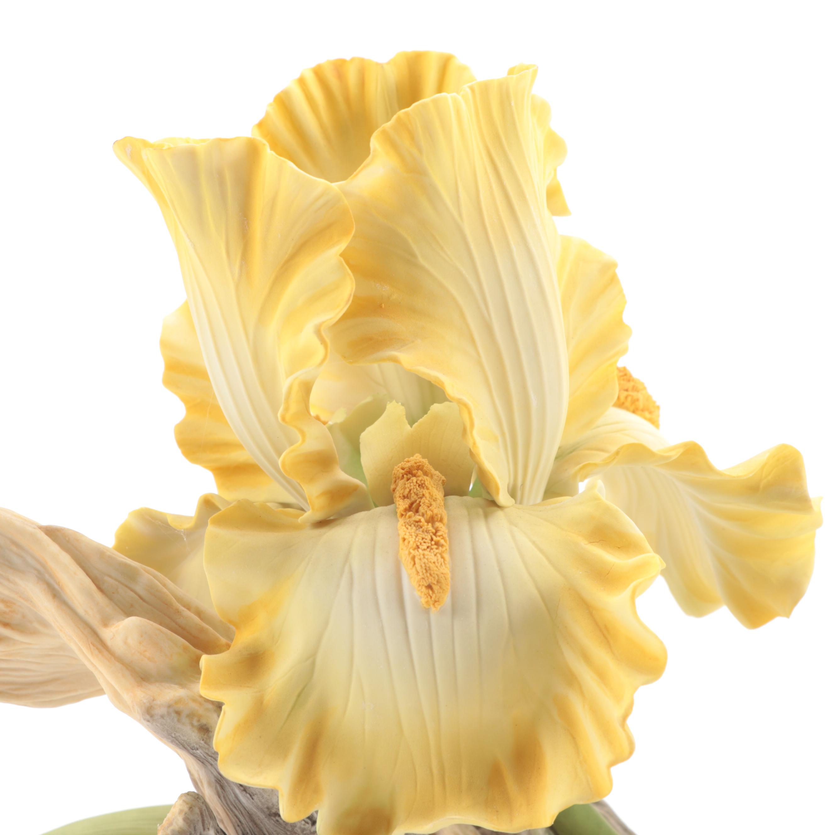 Boehm "Barbara Bush Rose" and "Helen Boehm Yellow Iris" Porcelain Figurines