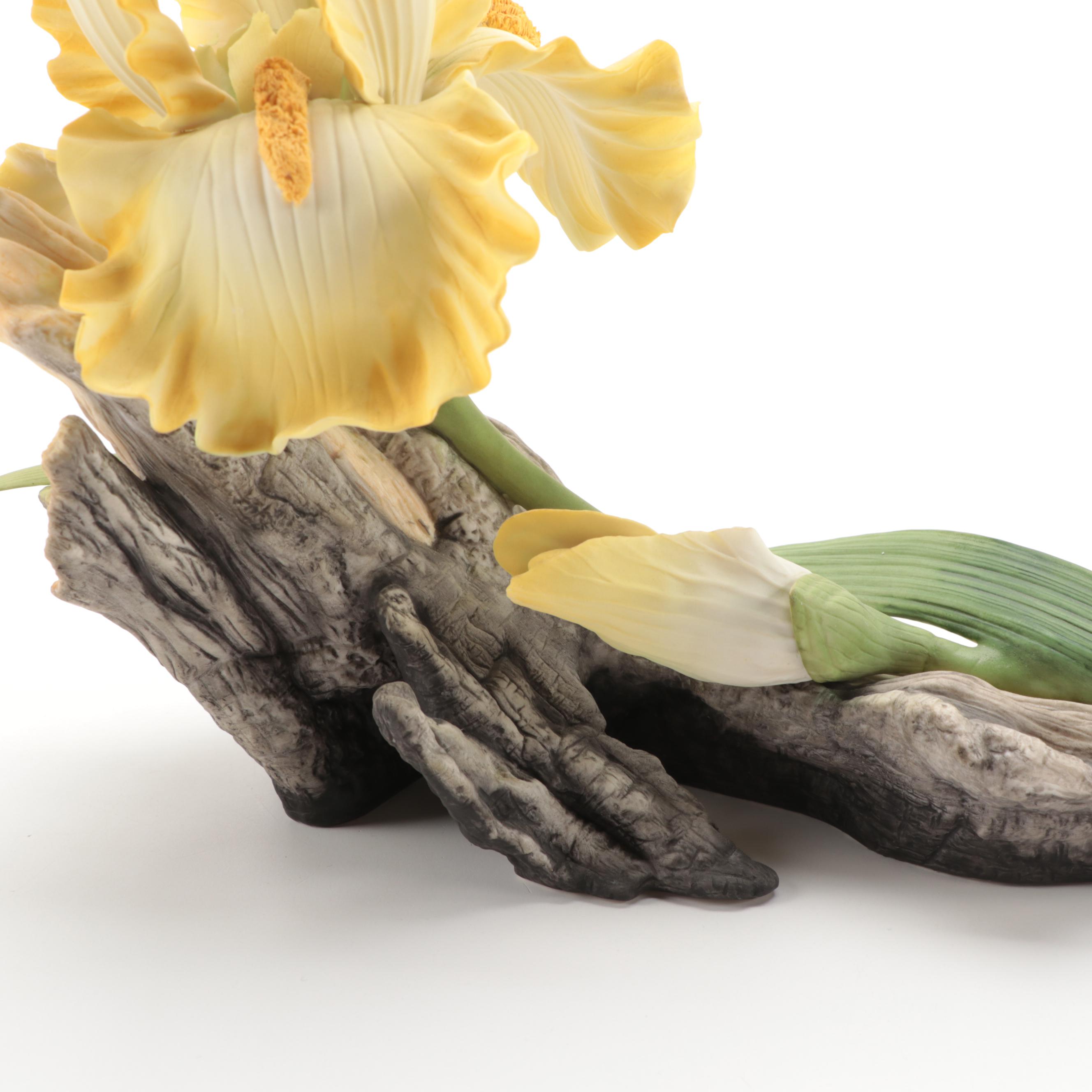 Boehm "Barbara Bush Rose" and "Helen Boehm Yellow Iris" Porcelain Figurines
