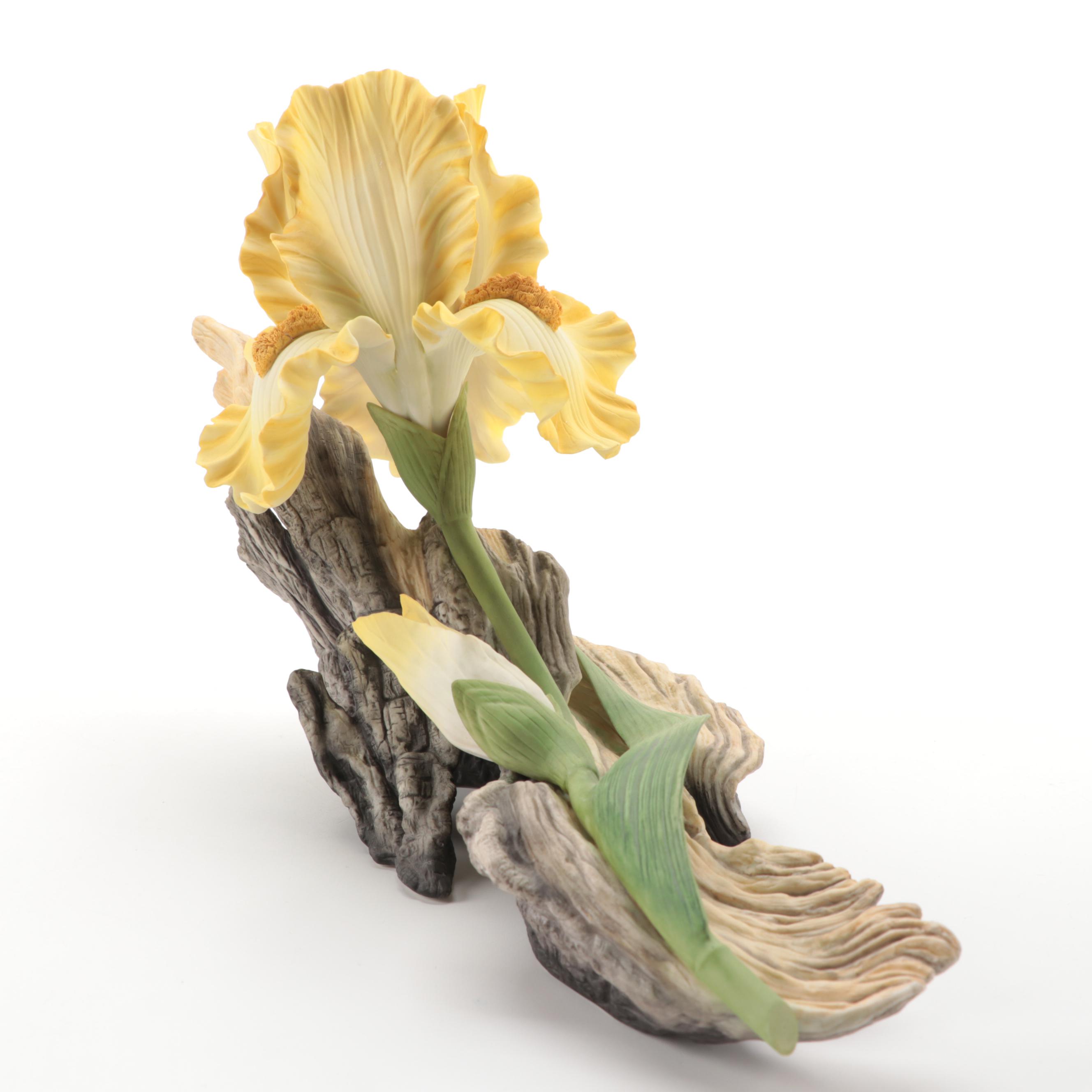 Boehm "Barbara Bush Rose" and "Helen Boehm Yellow Iris" Porcelain Figurines