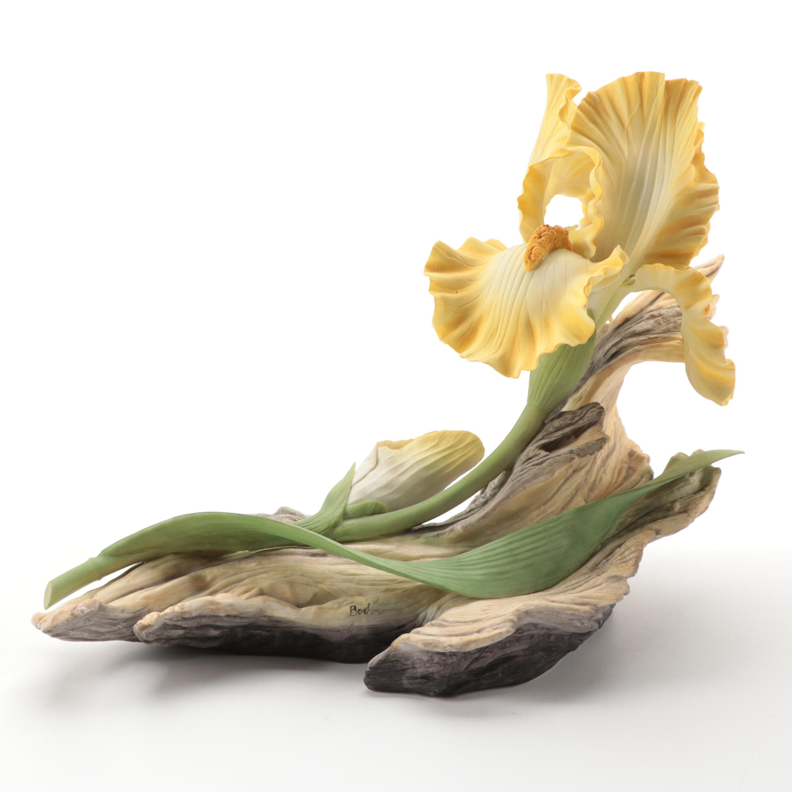 Boehm "Barbara Bush Rose" and "Helen Boehm Yellow Iris" Porcelain Figurines