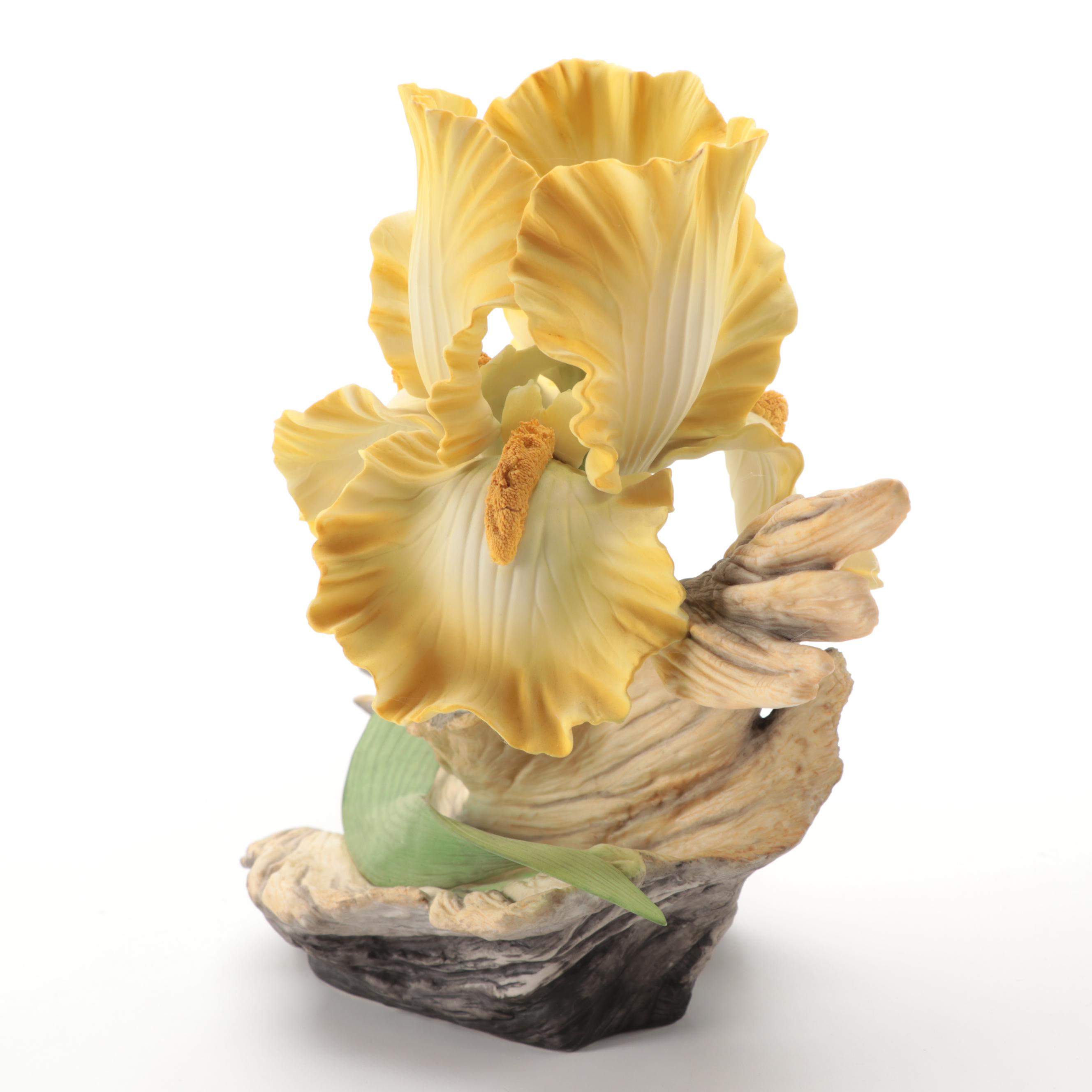 Boehm "Barbara Bush Rose" and "Helen Boehm Yellow Iris" Porcelain Figurines