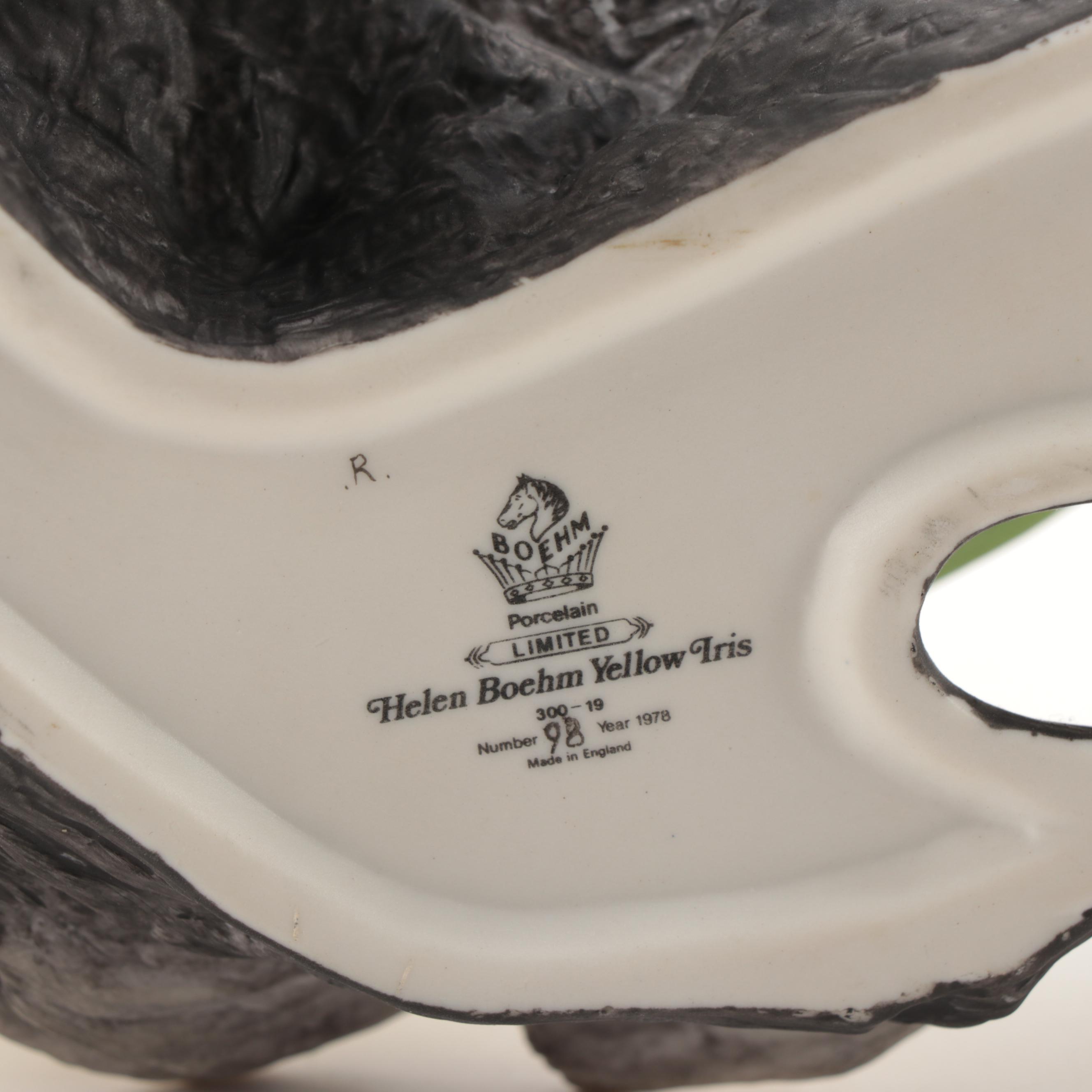 Boehm "Barbara Bush Rose" and "Helen Boehm Yellow Iris" Porcelain Figurines